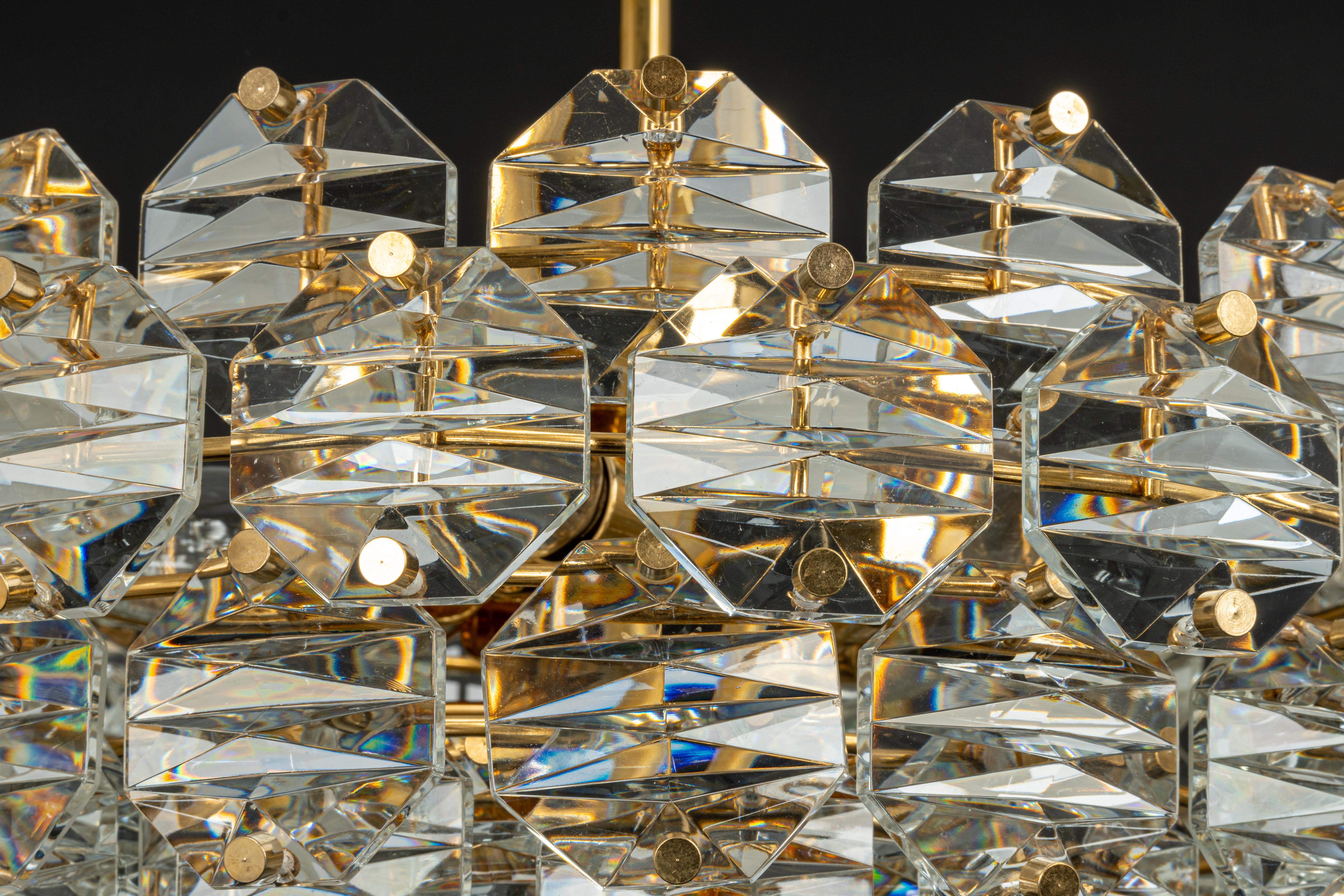 Stunning Chandelier, Brass and Crystal Glass by Kinkeldey, Germany, 1970s For Sale 7