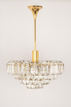 Stunning Chandelier, Brass and Crystal Glass by Kinkeldey, Germany, 1970s