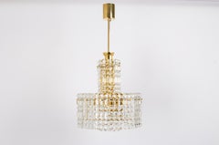 Superbe lustre, laiton et verre de cristal de Kinkeldey, Allemagne, années 1970