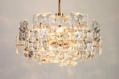 Stunning Chandelier, Brass and Crystal Glass by Kinkeldey, Germany, 1970s
