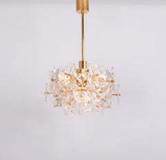 Stunning Chandelier, Brass and Crystal Glass by Kinkeldey, Germany, 1970s