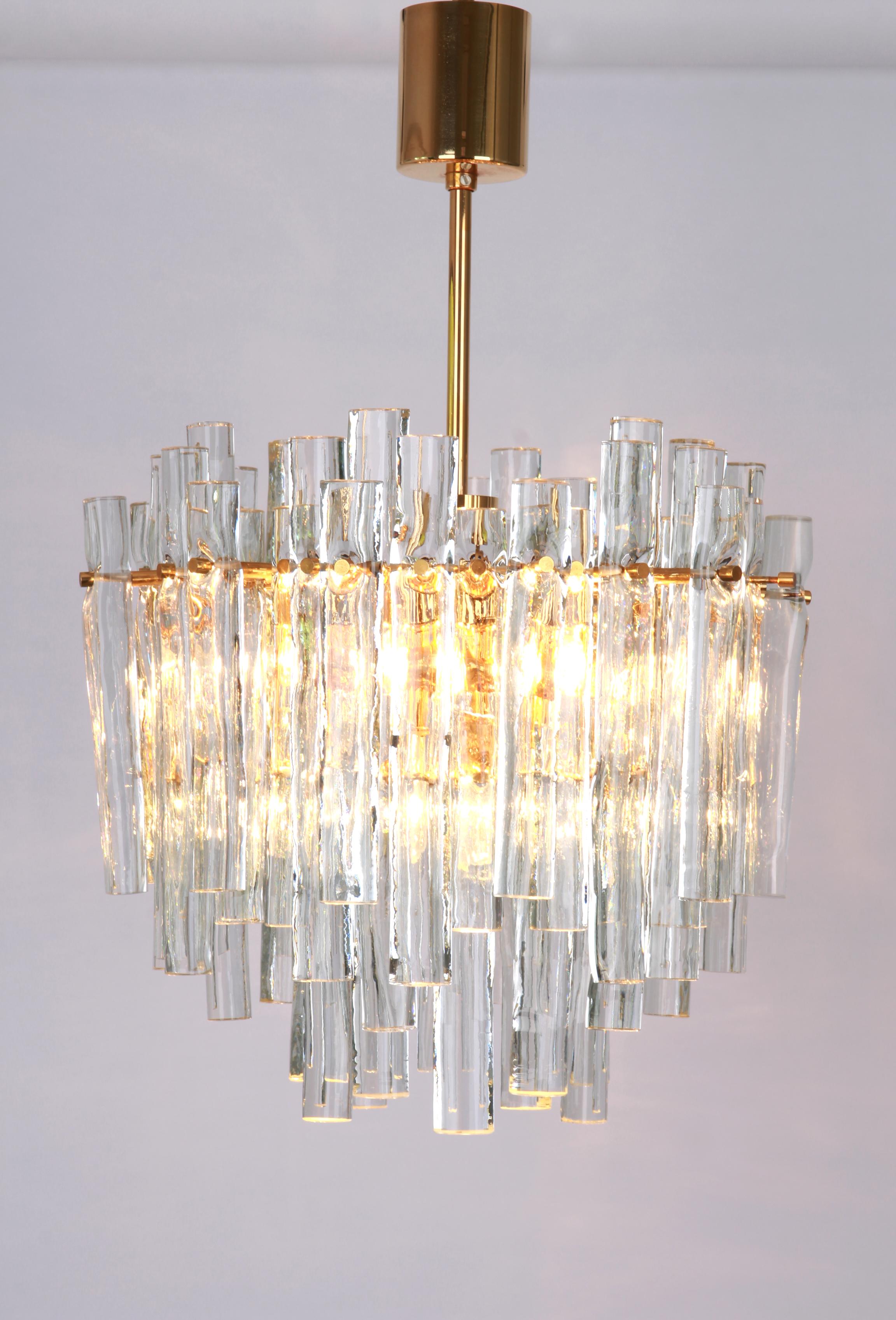 Stunning Chandelier, Brass and Crystal Glass by Kinkeldey, Germany, 1970s 1