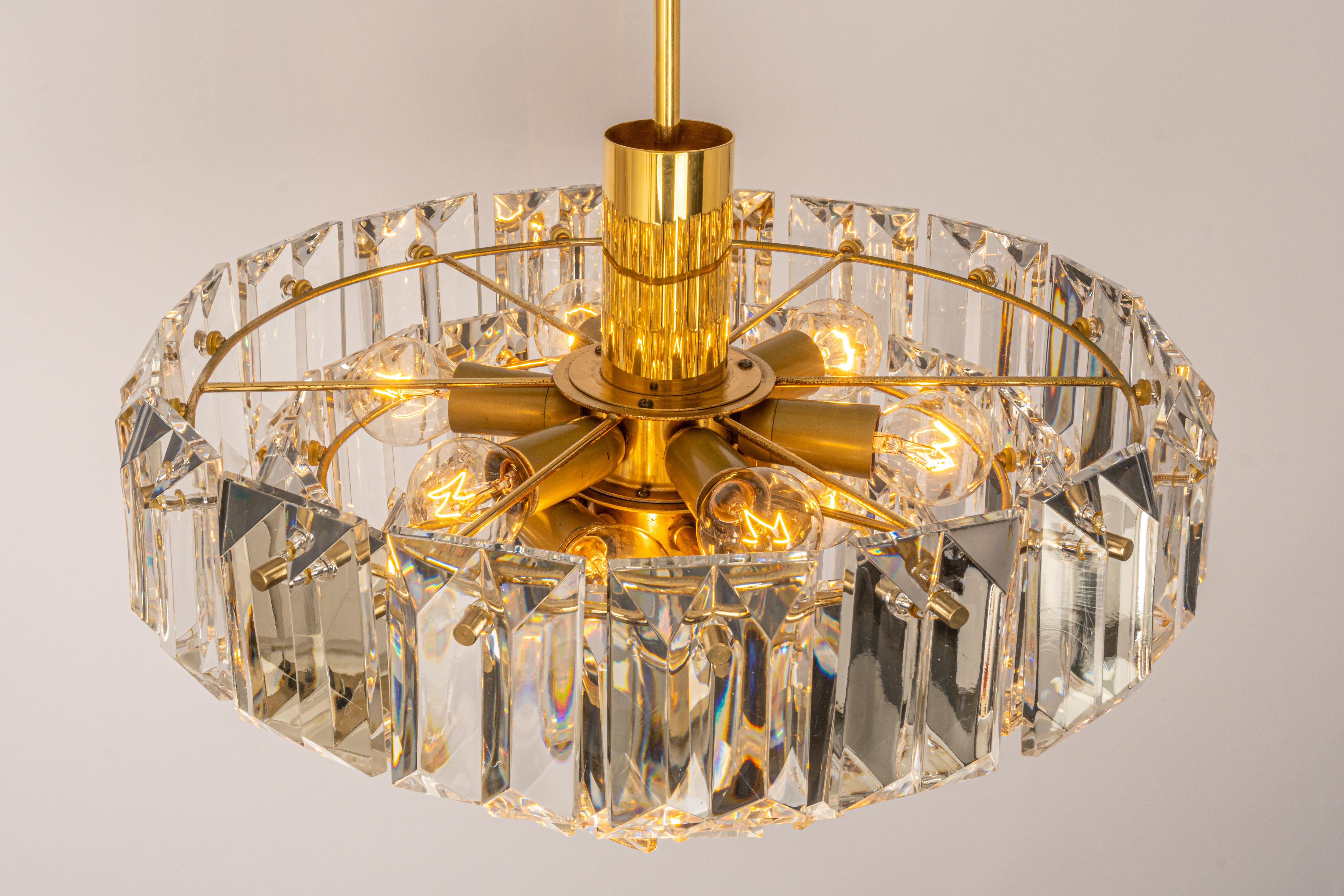 Stunning Chandelier, Brass and Crystal Glass by Kinkeldey, Germany, 1970s For Sale 2