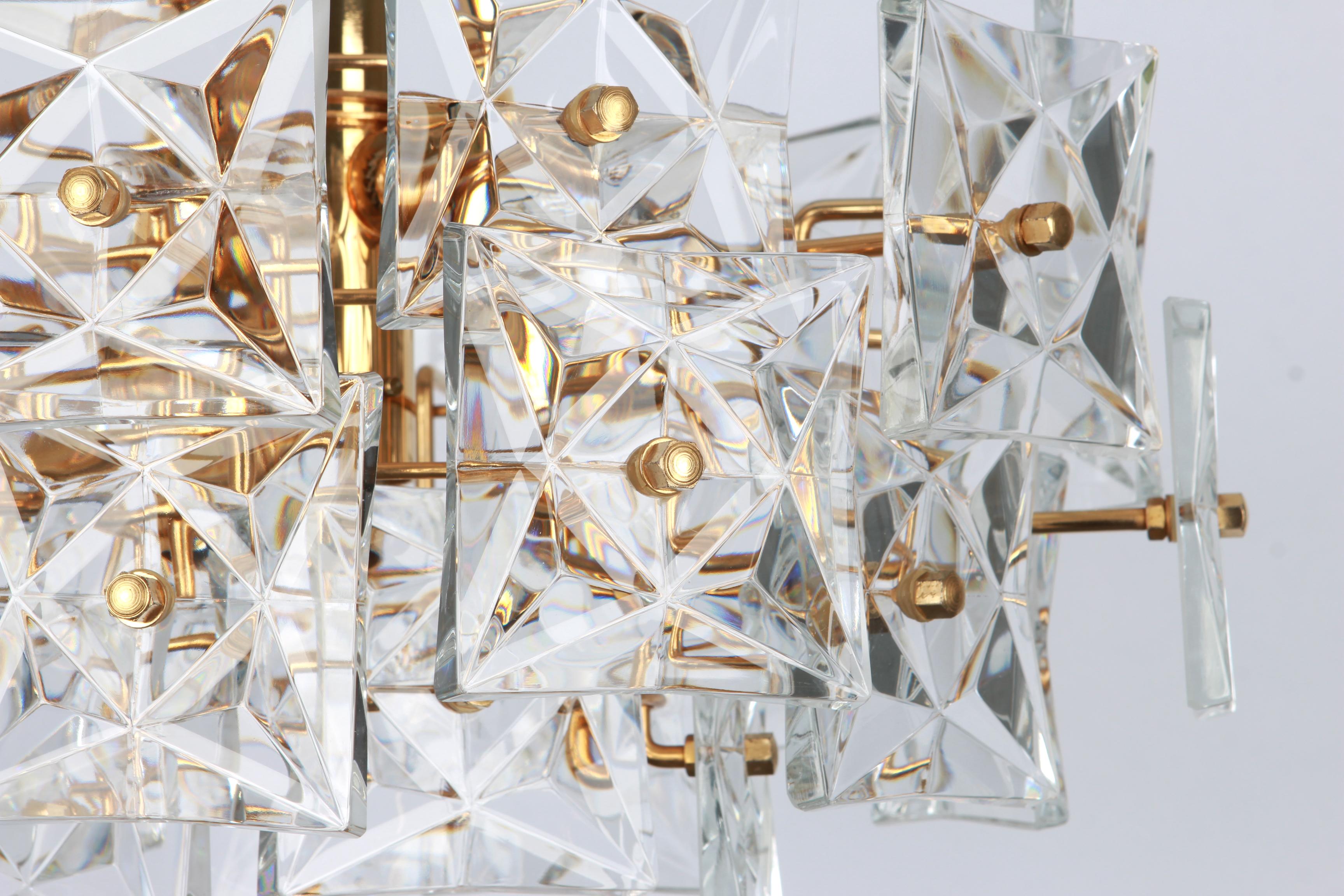 Stunning Chandelier, Brass and Crystal Glass by Kinkeldey, Germany, 1970s For Sale 4