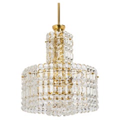 Stunning Chandelier, Brass and Crystal Glass by Kinkeldey, Germany, 1970s