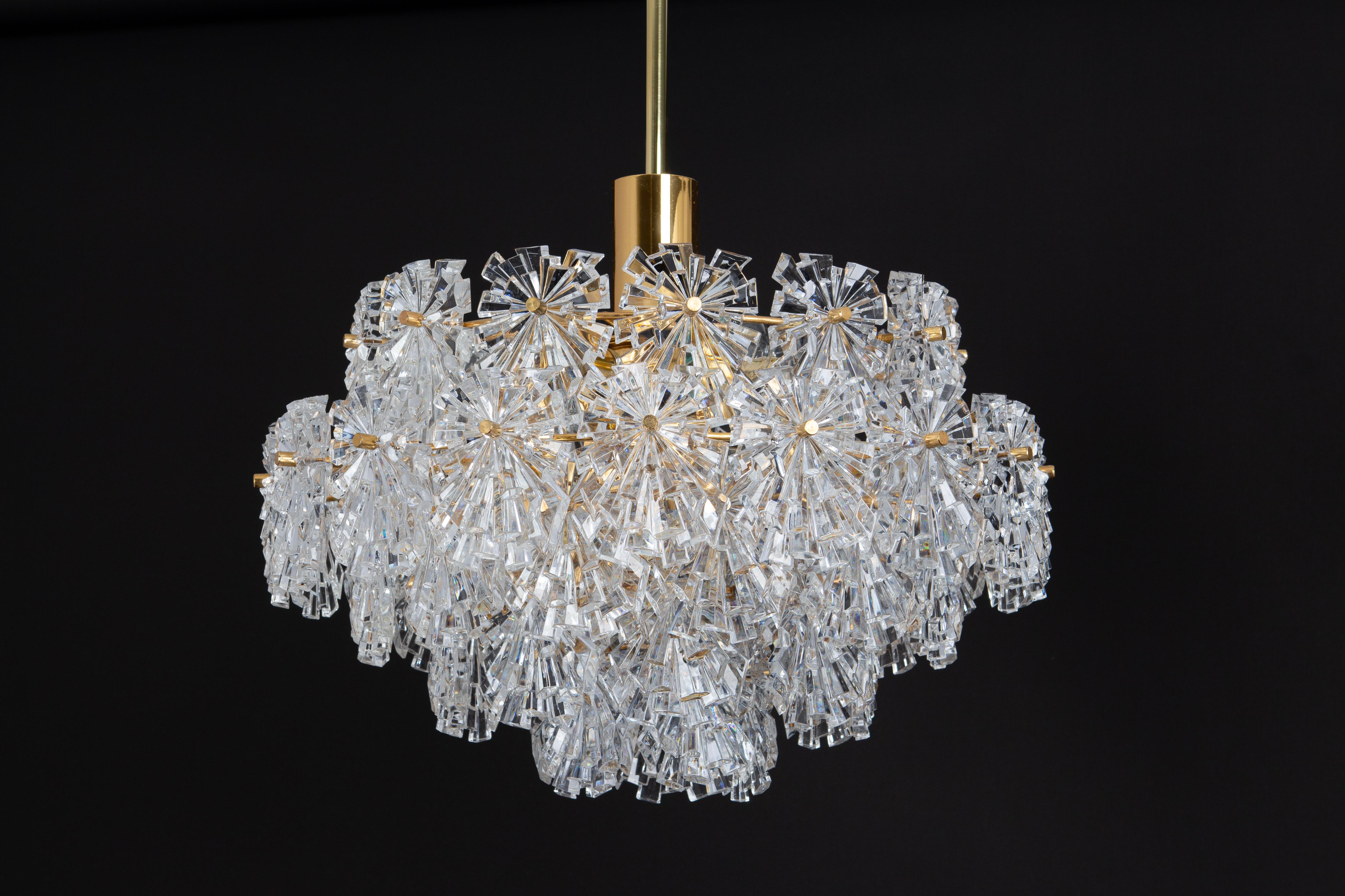 Stunning Chandelier, Brass and Crystal Glass, Kinkeldey, Germany, 1970s For Sale 5