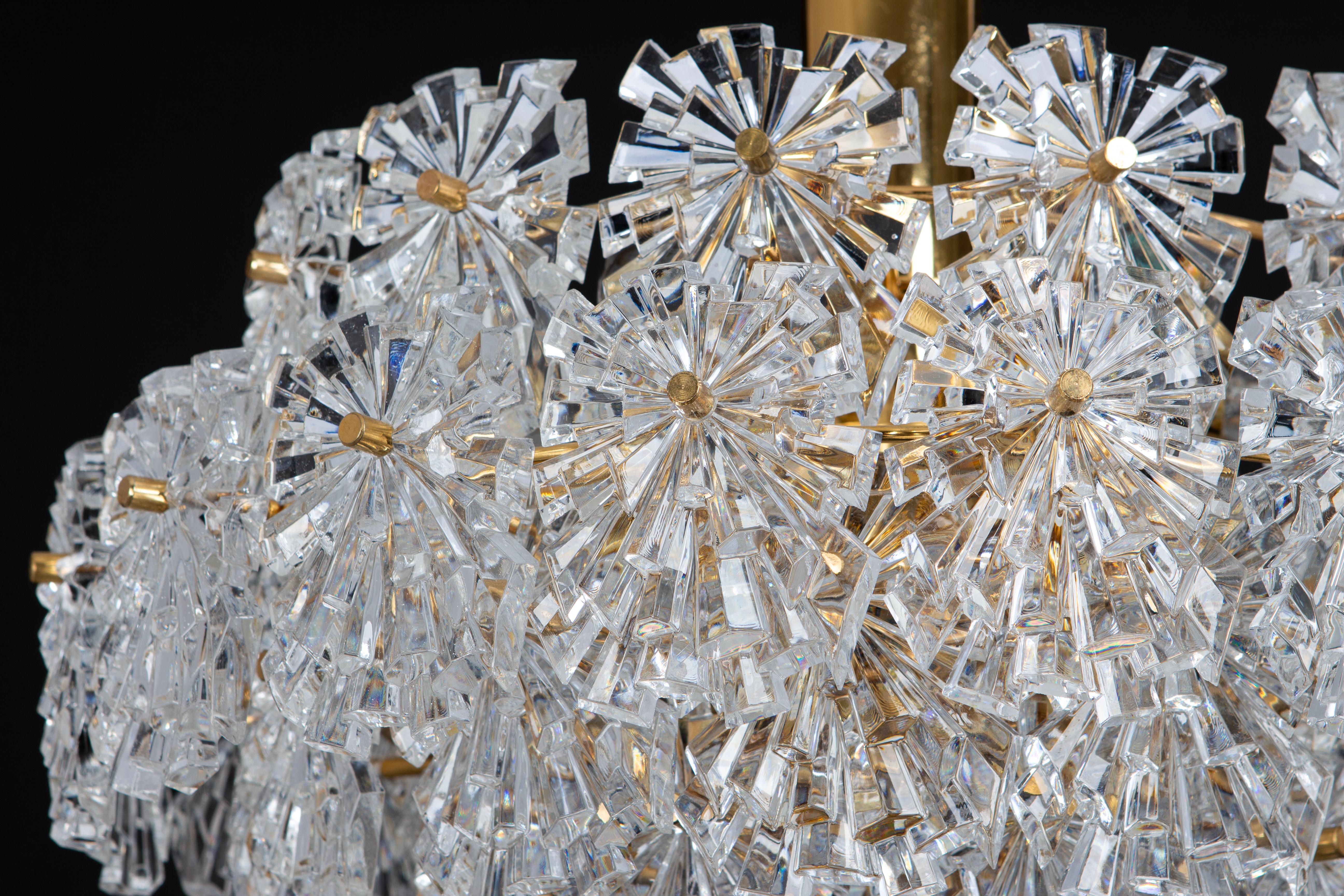 Stunning Chandelier, Brass and Crystal Glass, Kinkeldey, Germany, 1970s For Sale 6