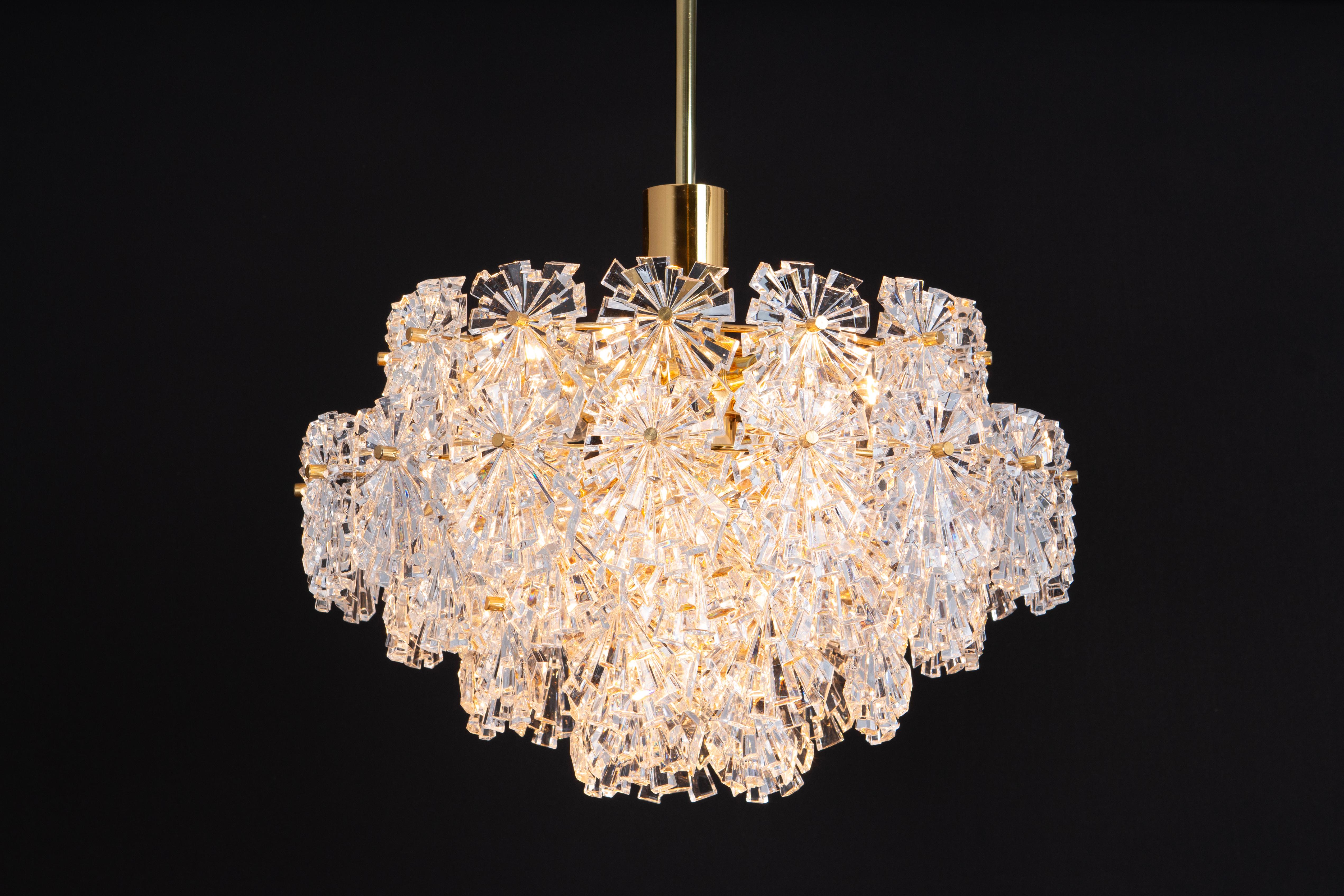 Stunning Chandelier, Brass and Crystal Glass, Kinkeldey, Germany, 1970s For Sale 7