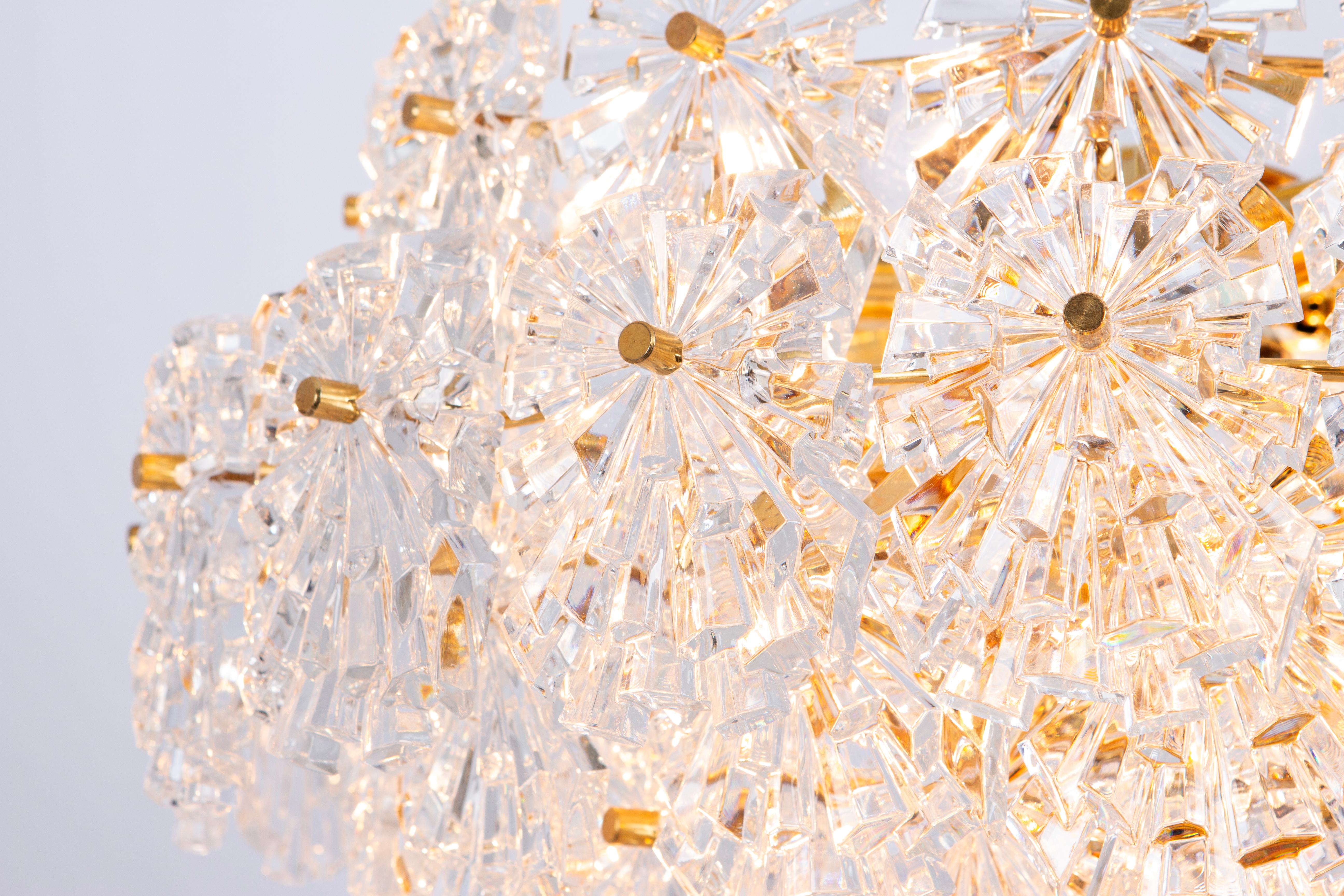 Stunning Chandelier, Brass and Crystal Glass, Kinkeldey, Germany, 1970s For Sale 1