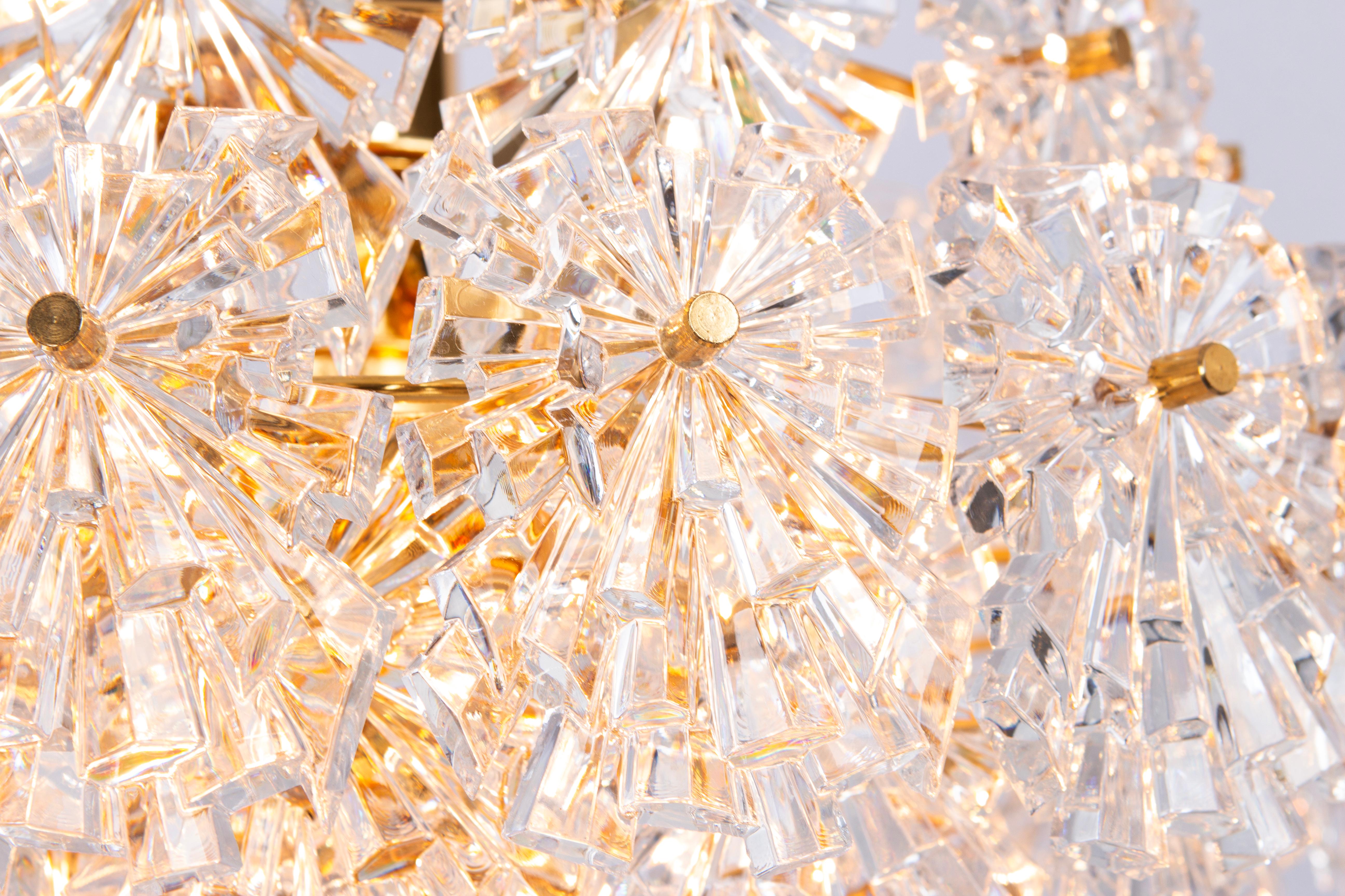 Stunning Chandelier, Brass and Crystal Glass, Kinkeldey, Germany, 1970s For Sale 4