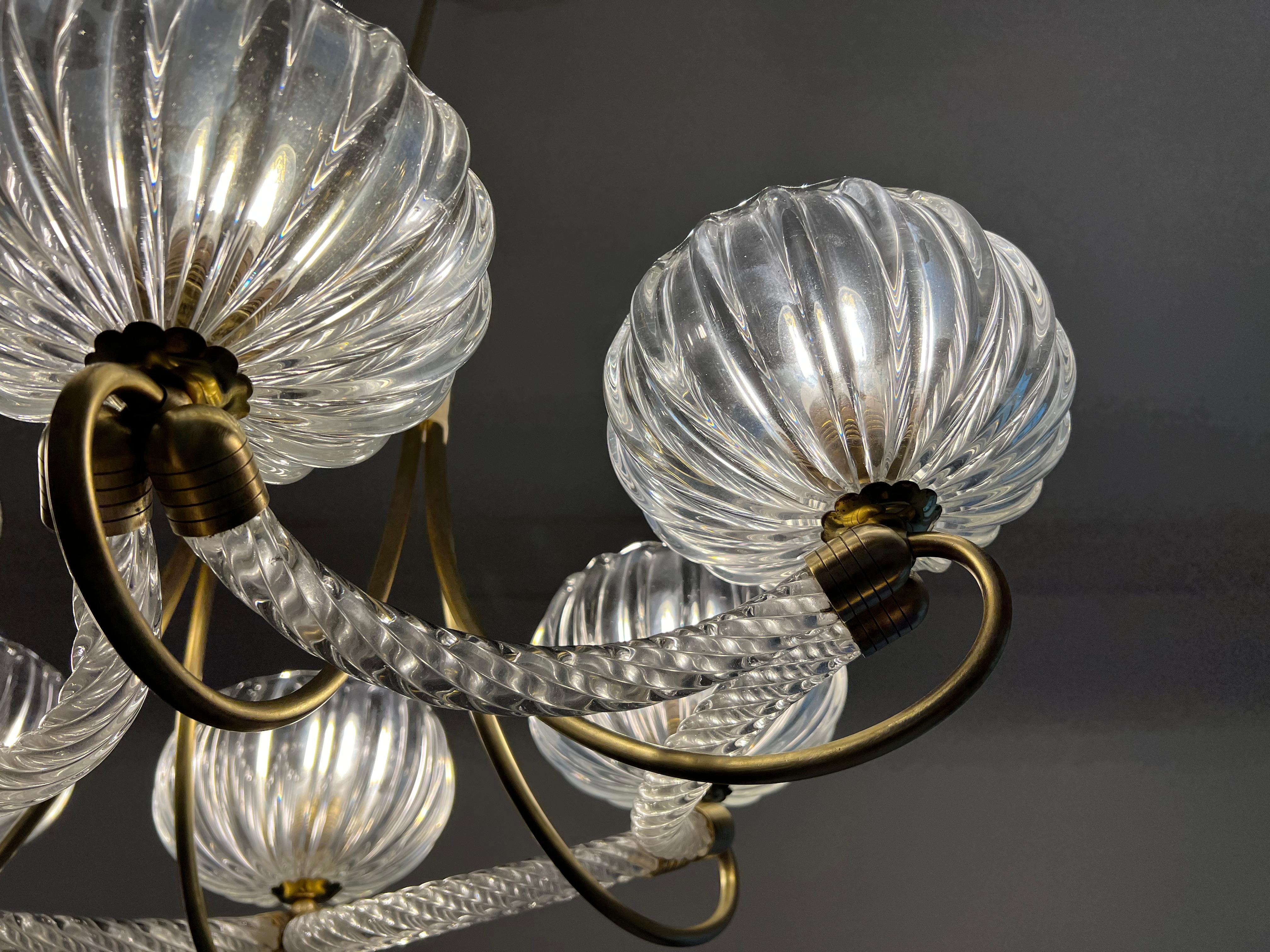Stunning Chandelier by Barovier & Toso, Murano, 1940s In Good Condition In Budapest, HU