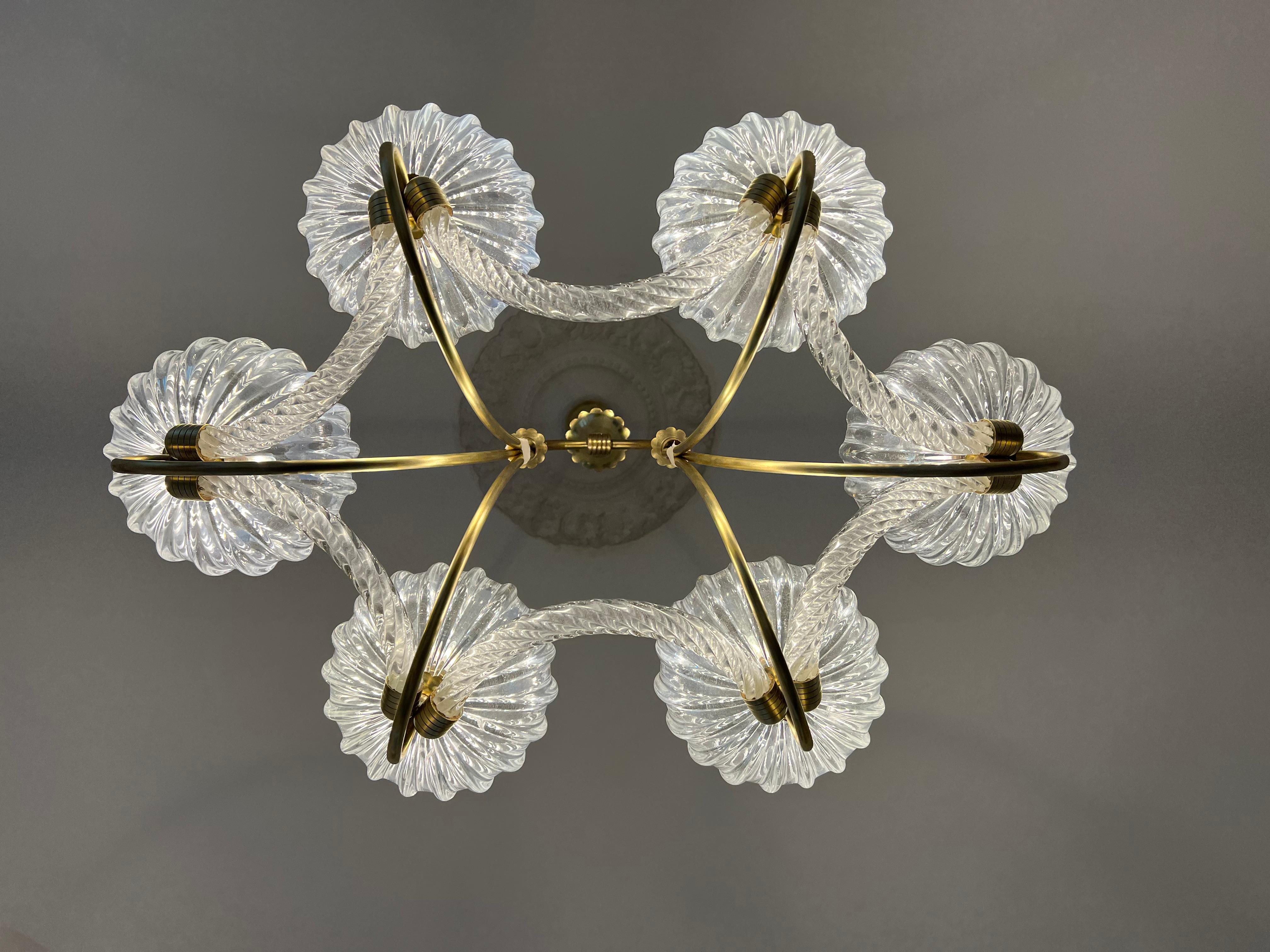 Mid-20th Century Stunning Chandelier by Barovier & Toso, Murano, 1940s