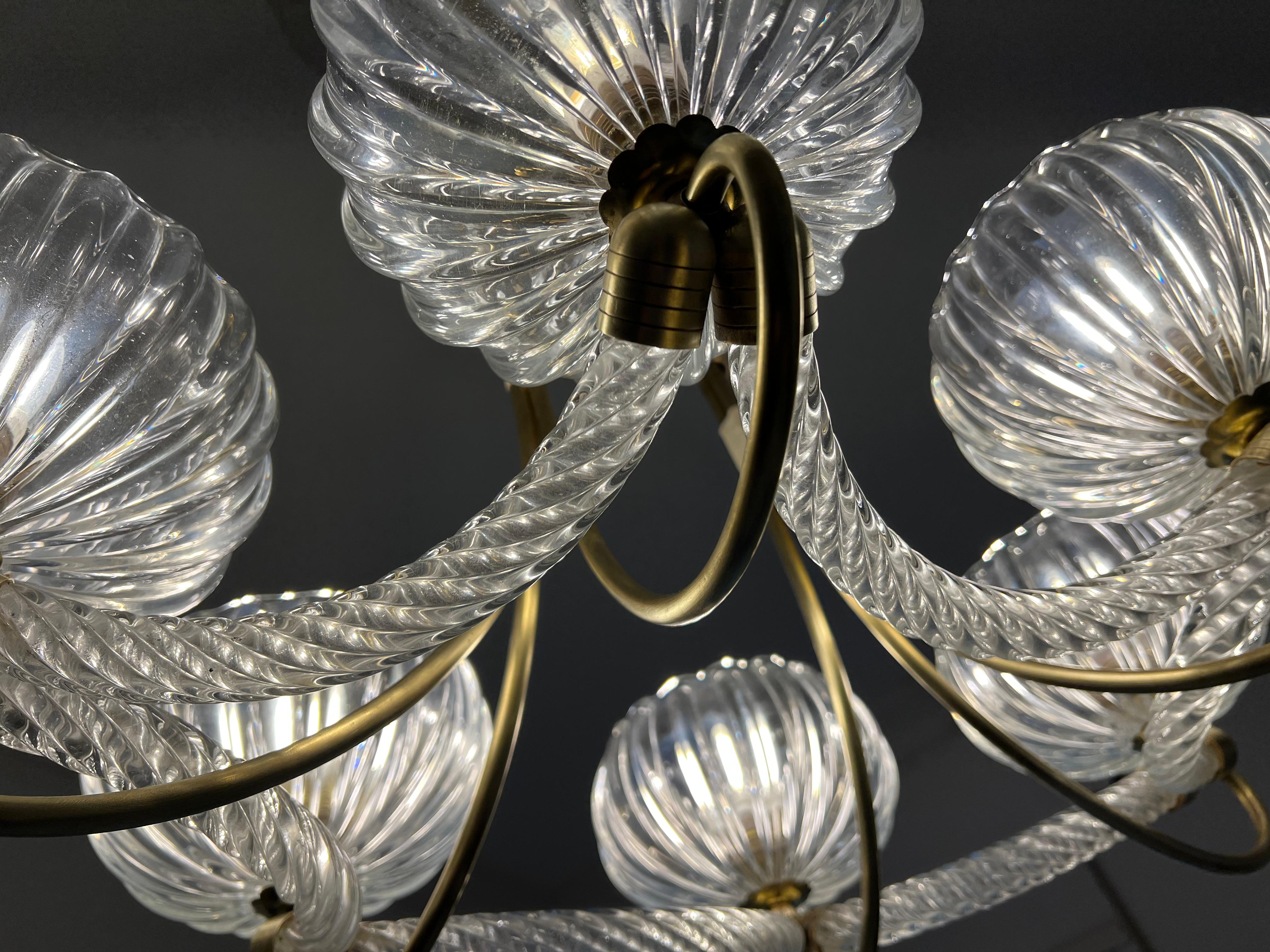 Metal Stunning Chandelier by Barovier & Toso, Murano, 1940s