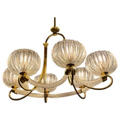 Stunning Chandelier by Barovier 
Toso, Murano, 1940s