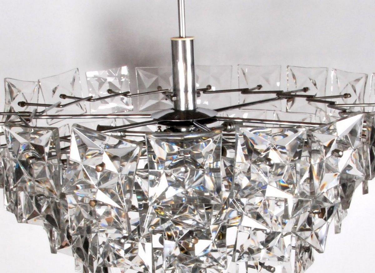 A magnificent five-tier, thirteen-light chrome and crystal chandelier by Kinkeldey of Germany. The largest by far that we have seen offered.

Measured to the top of the rod.

A few important notes about all items available through this 1stdibs