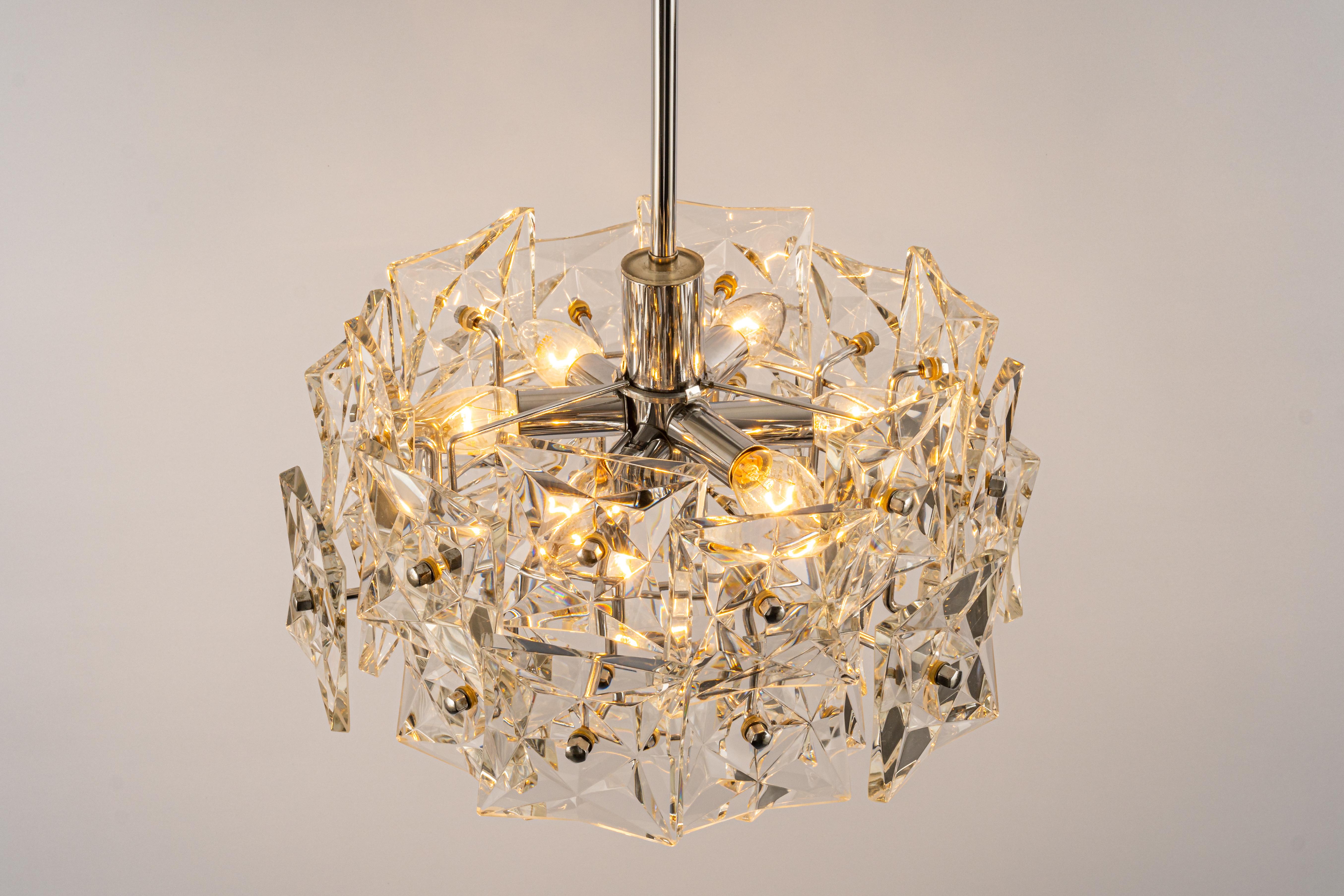 1 of 2 Stunning Chandelier Crystal Glass by Kinkeldey, Germany, 1970s 5