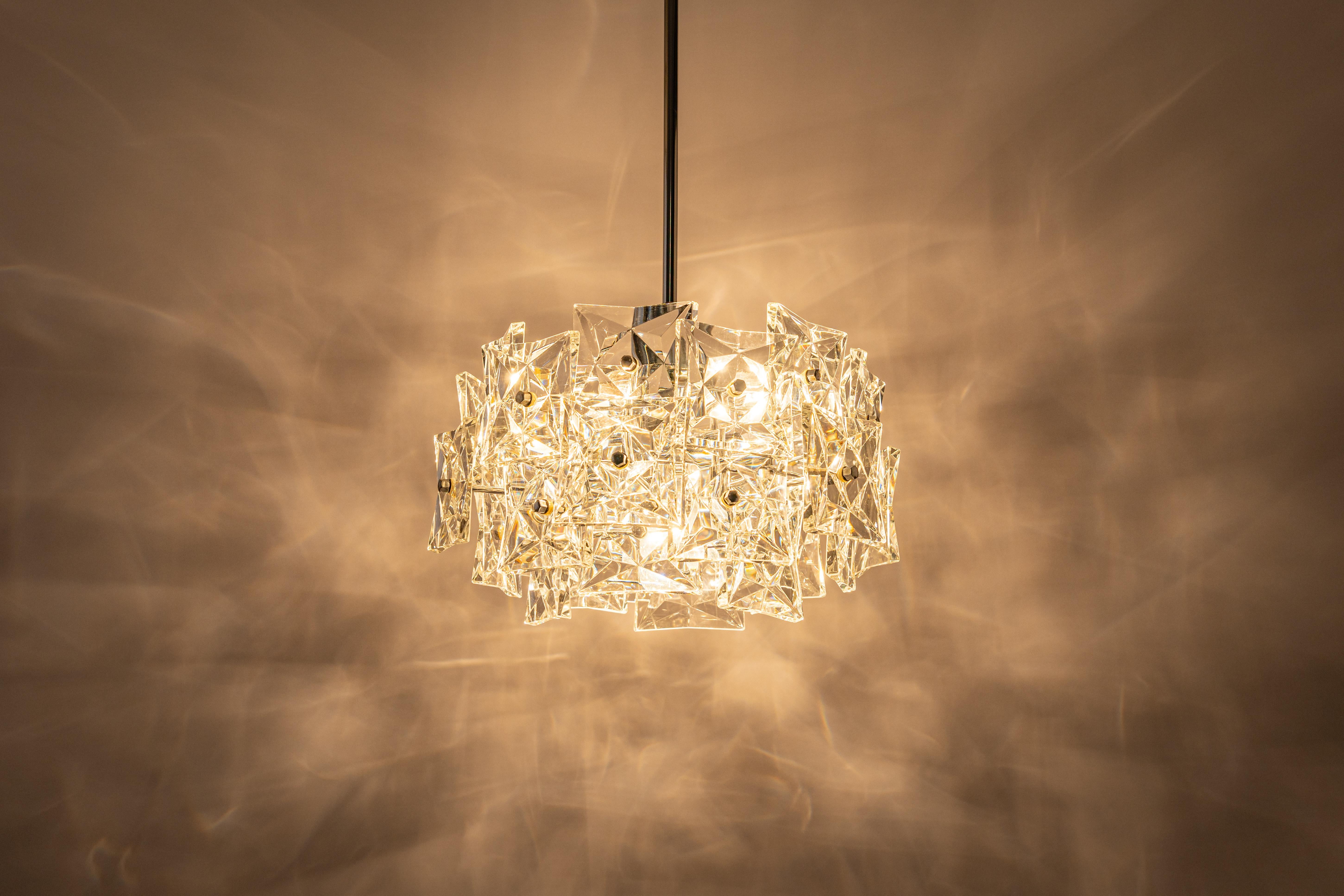 1 of 2 Stunning Chandelier Crystal Glass by Kinkeldey, Germany, 1970s 6