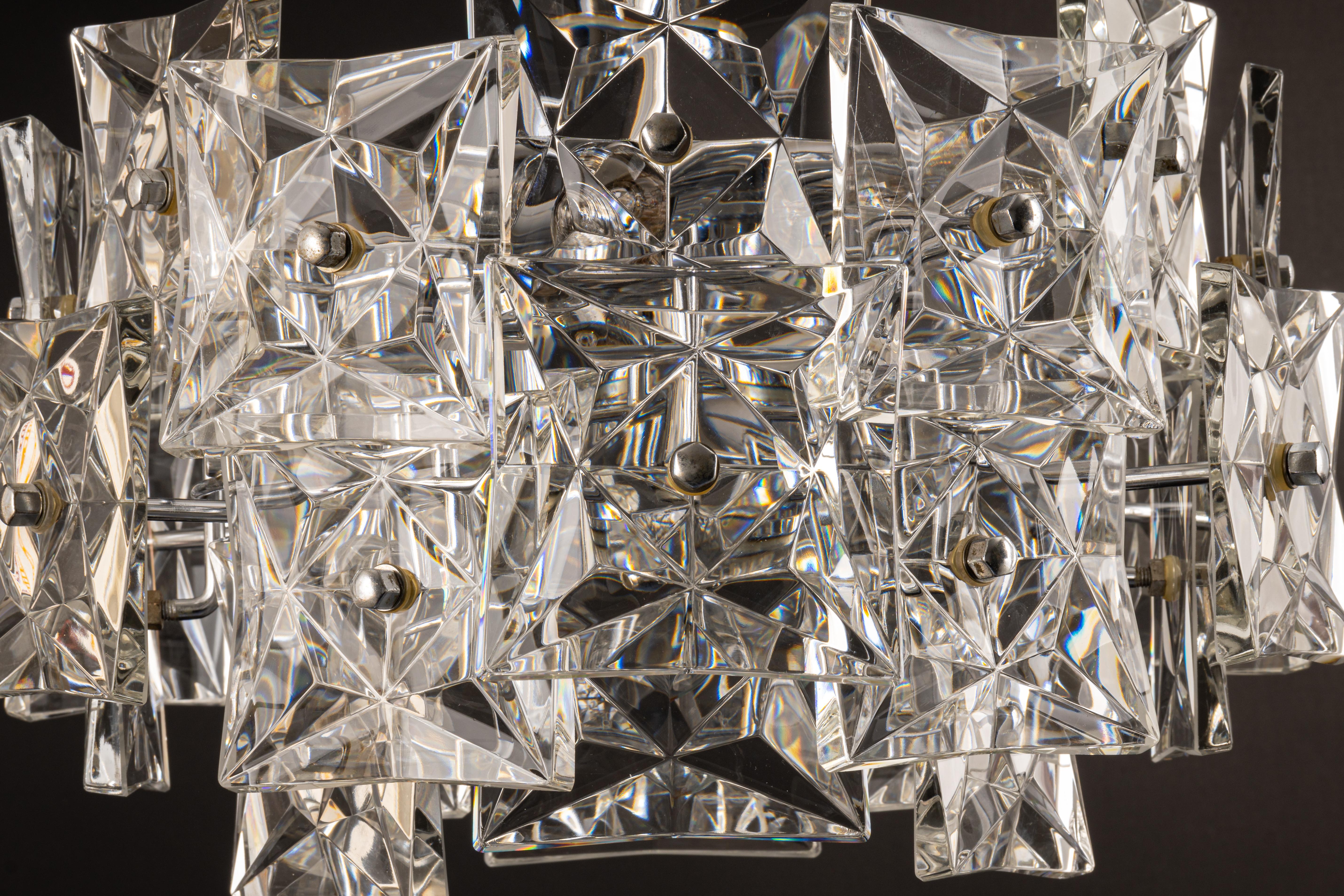 1 of 2 Stunning Chandelier Crystal Glass by Kinkeldey, Germany, 1970s 7