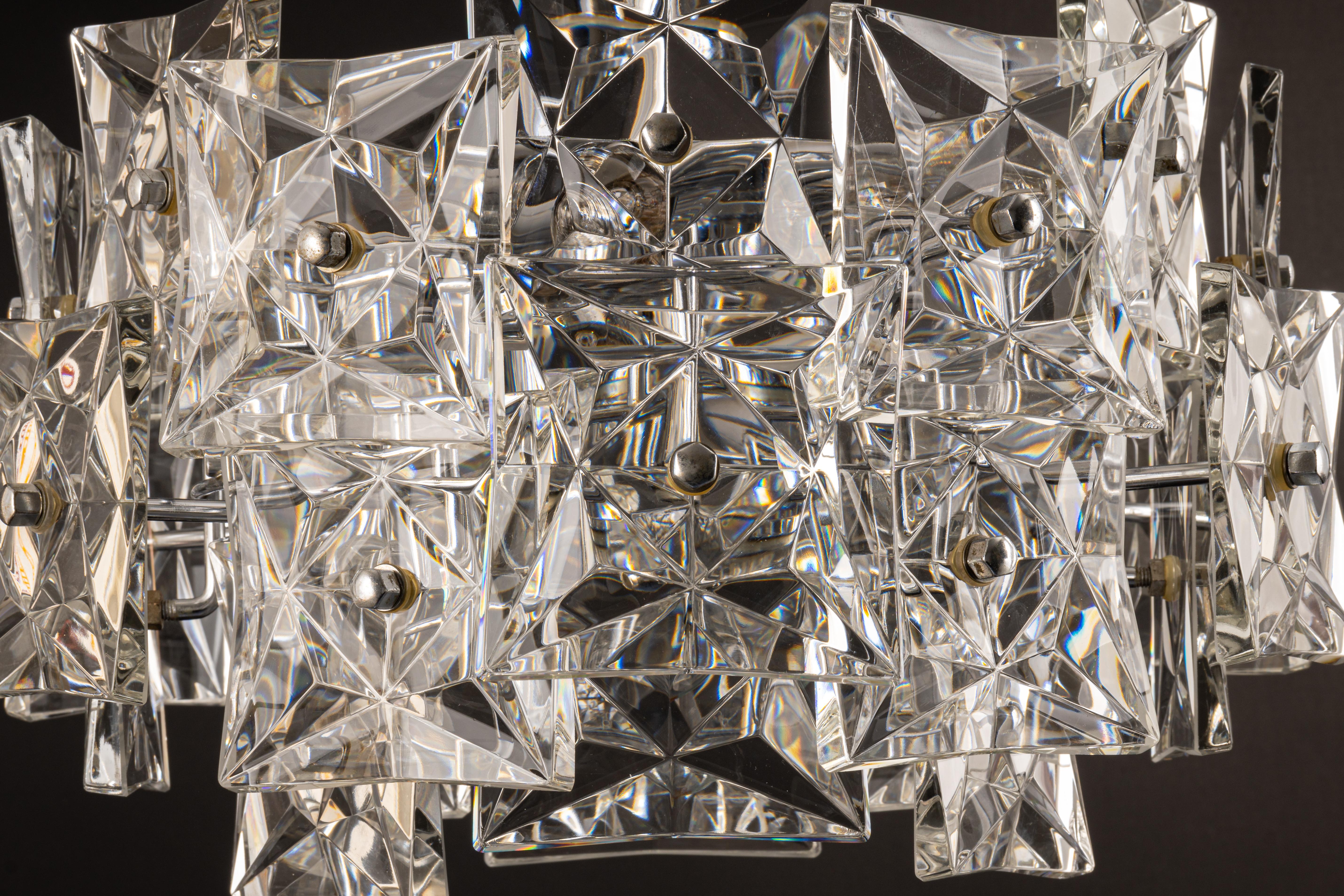 1 of 2 Stunning Chandelier Crystal Glass by Kinkeldey, Germany, 1970s For Sale 7