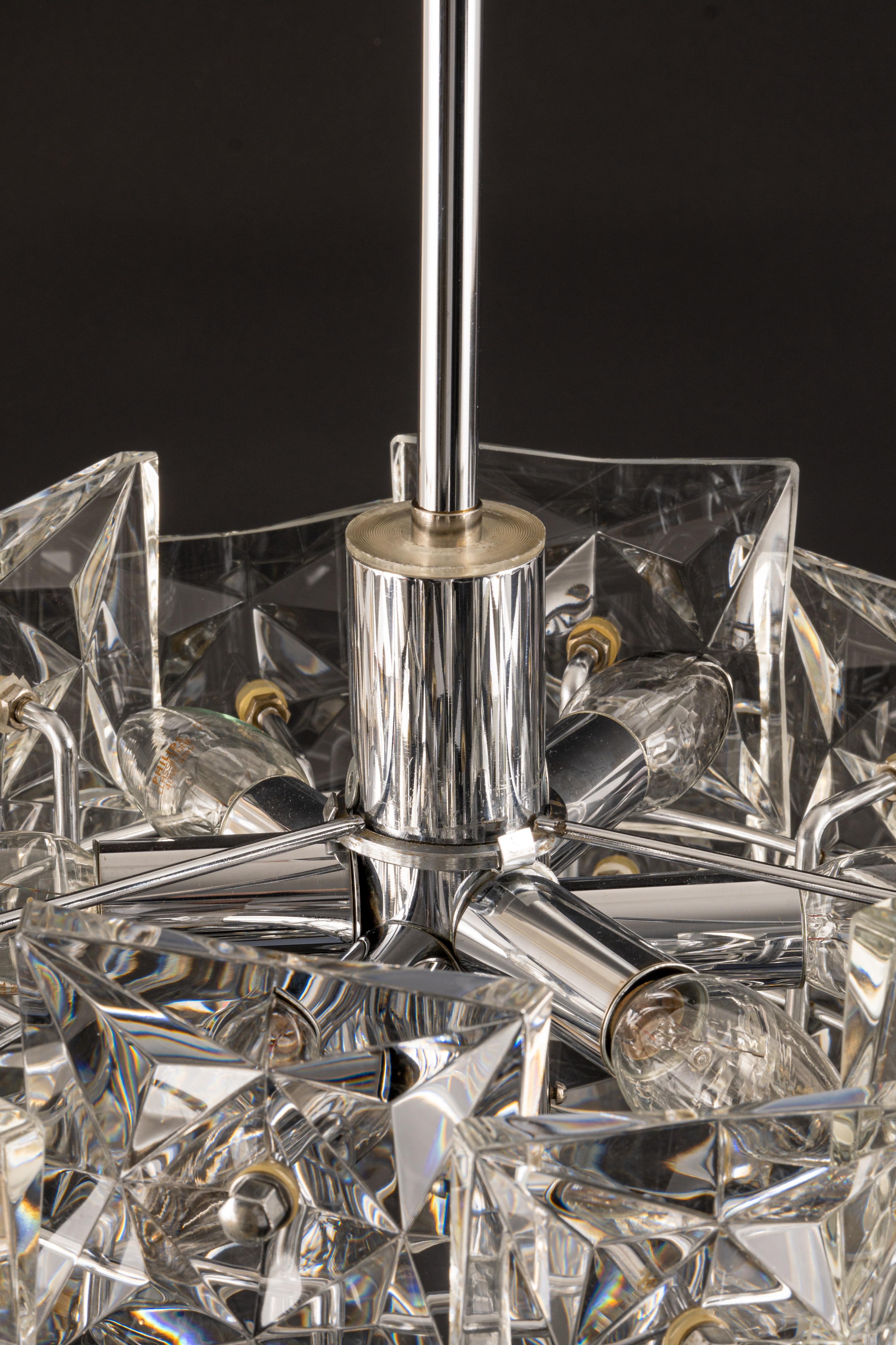 1 of 2 Stunning Chandelier Crystal Glass by Kinkeldey, Germany, 1970s For Sale 8