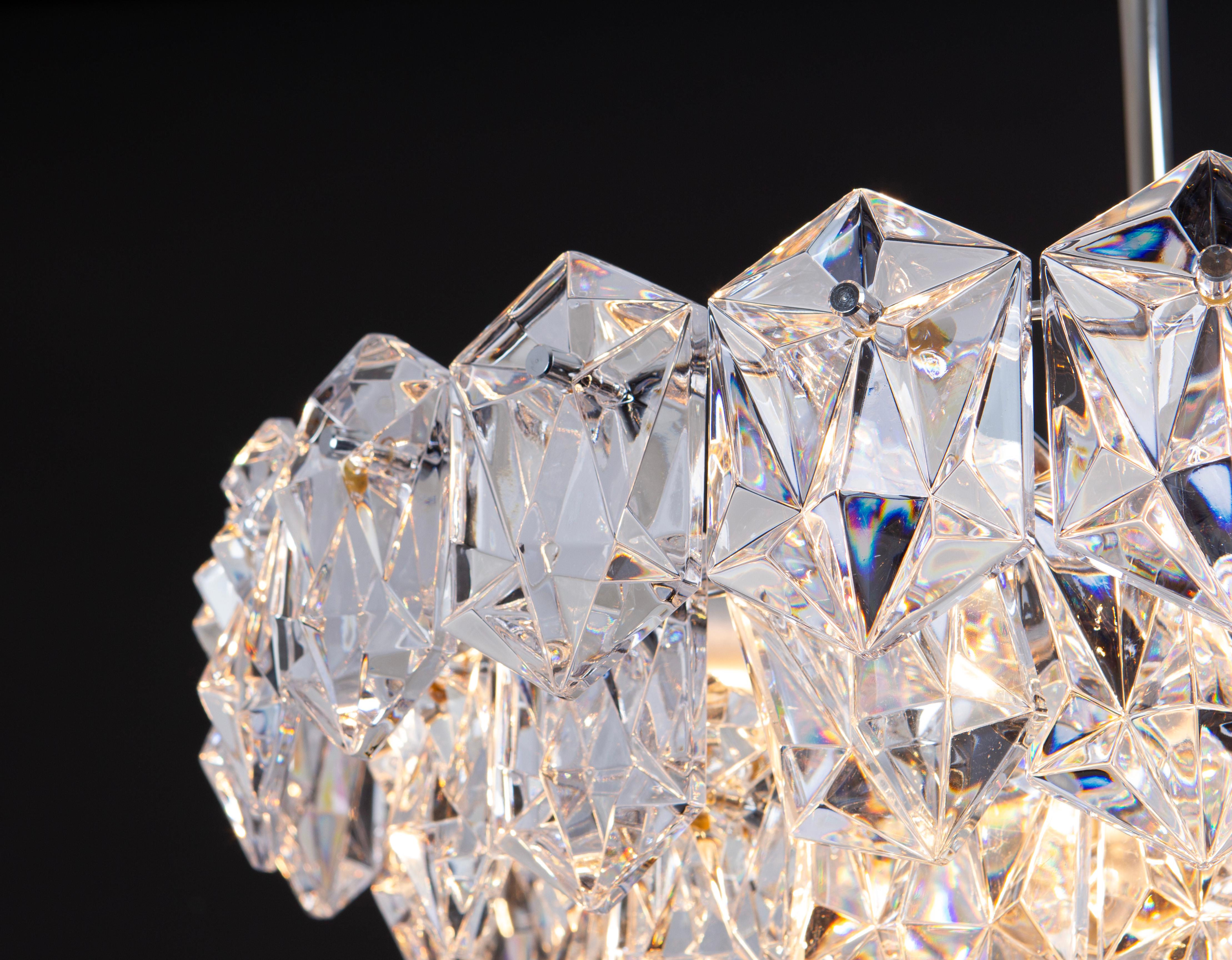 Stunning Chandelier, chrome and Crystal Glass by Kinkeldey, Germany, 1970s 3