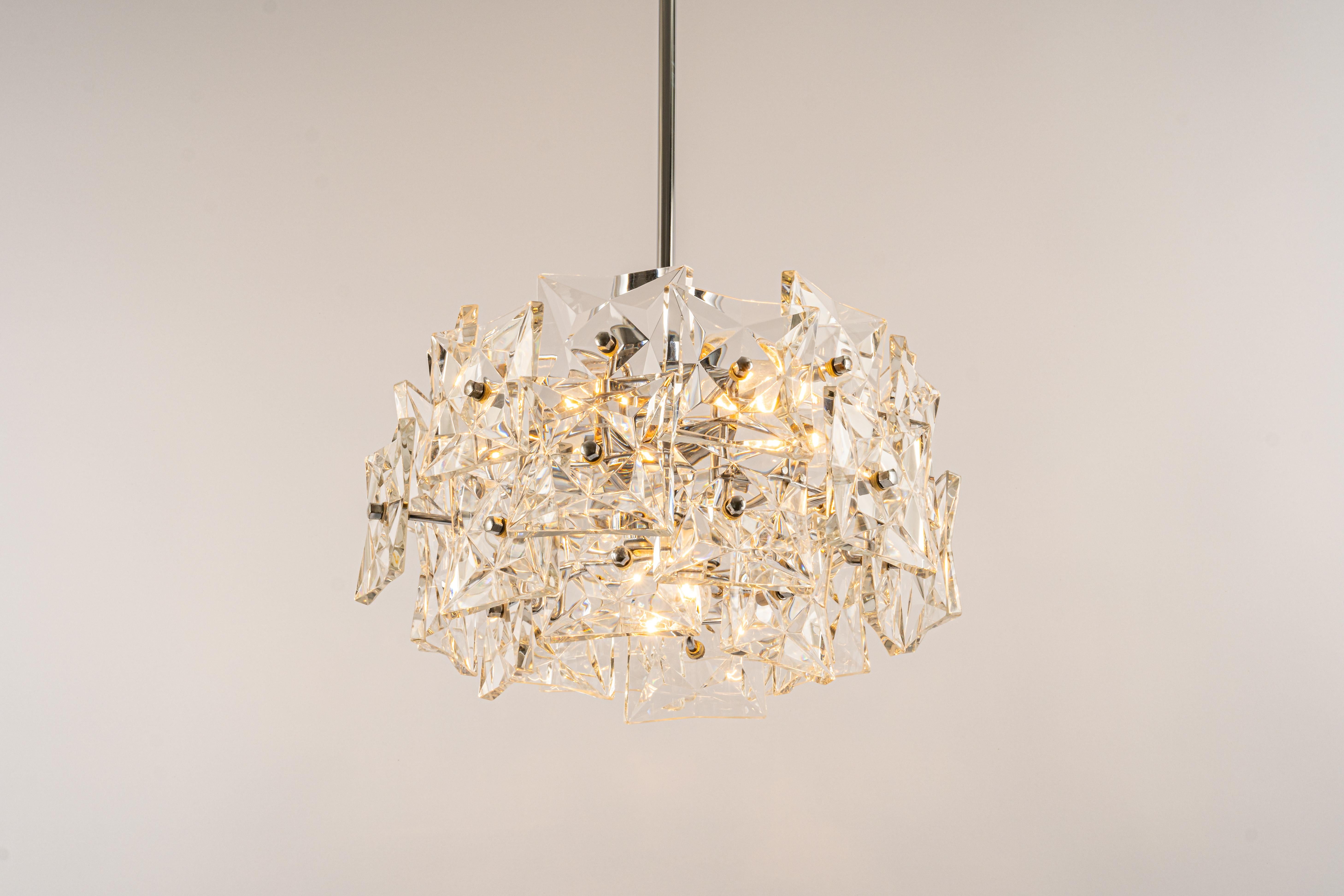 1 of 2 Stunning Chandelier Crystal Glass by Kinkeldey, Germany, 1970s 4