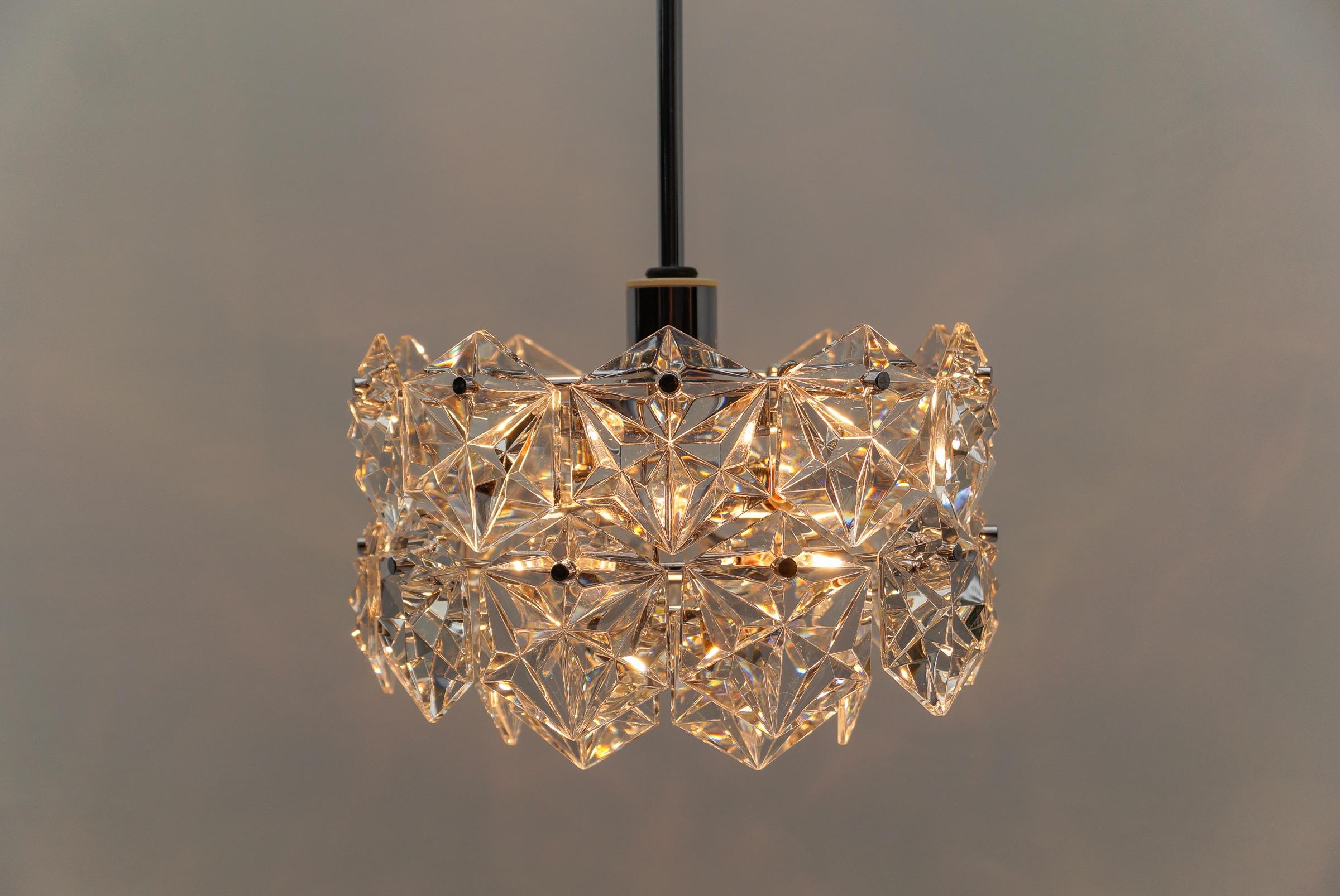 Late 20th Century Stunning Chandelier Made of Chrome and Crystal Glass by Kinkeldey, 1970s Germany For Sale