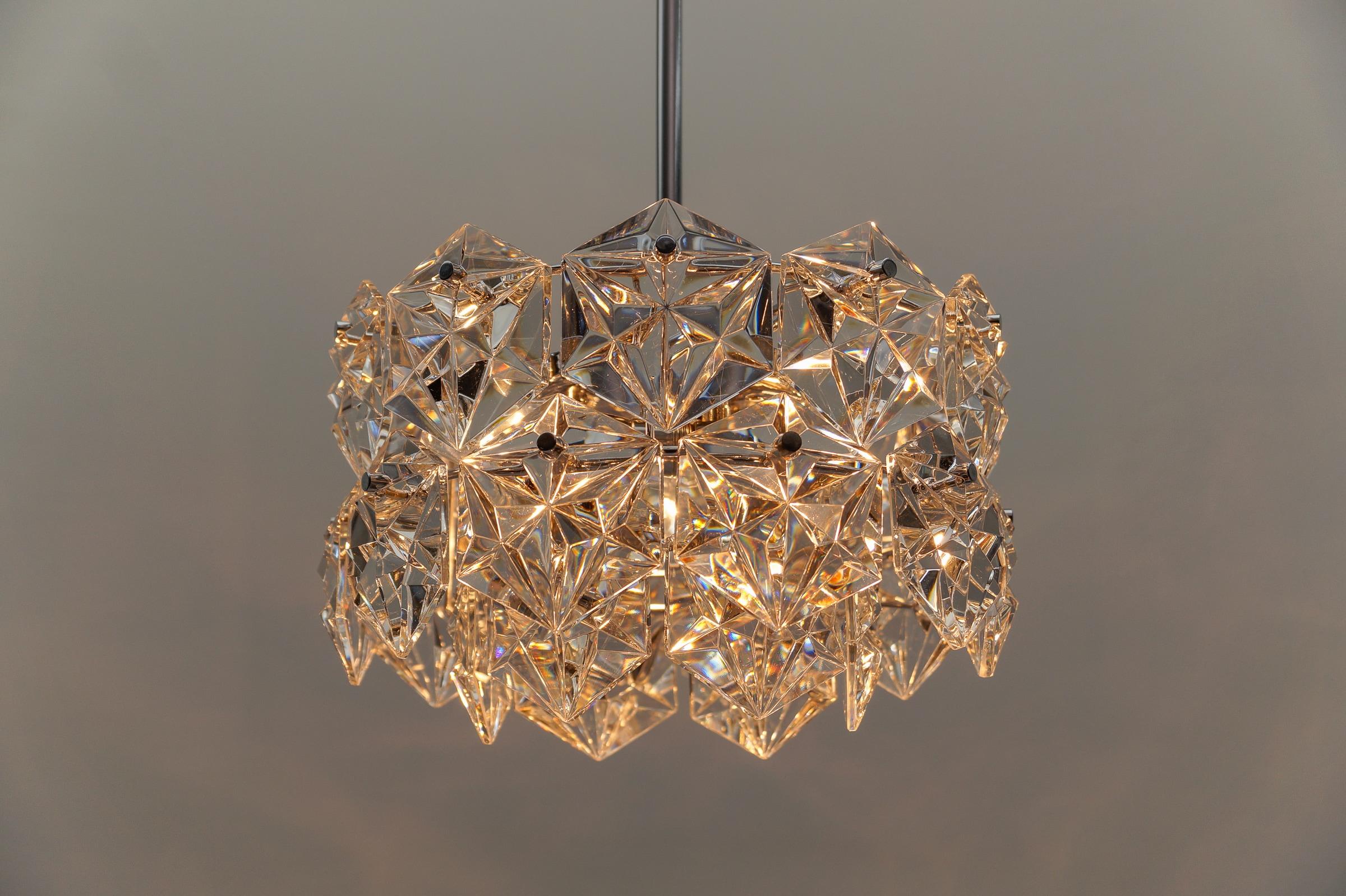 Stunning Chandelier Made of Chrome and Crystal Glass by Kinkeldey, 1970s Germany For Sale 1