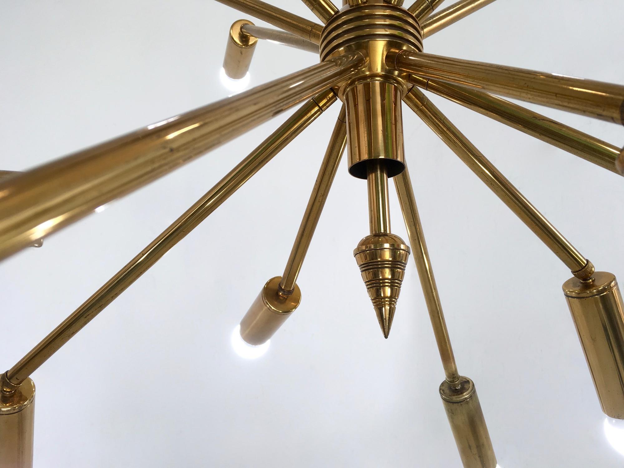 Stunning Chandelier with 16 Adjustable Brass Arms, Italy, 1950s 5