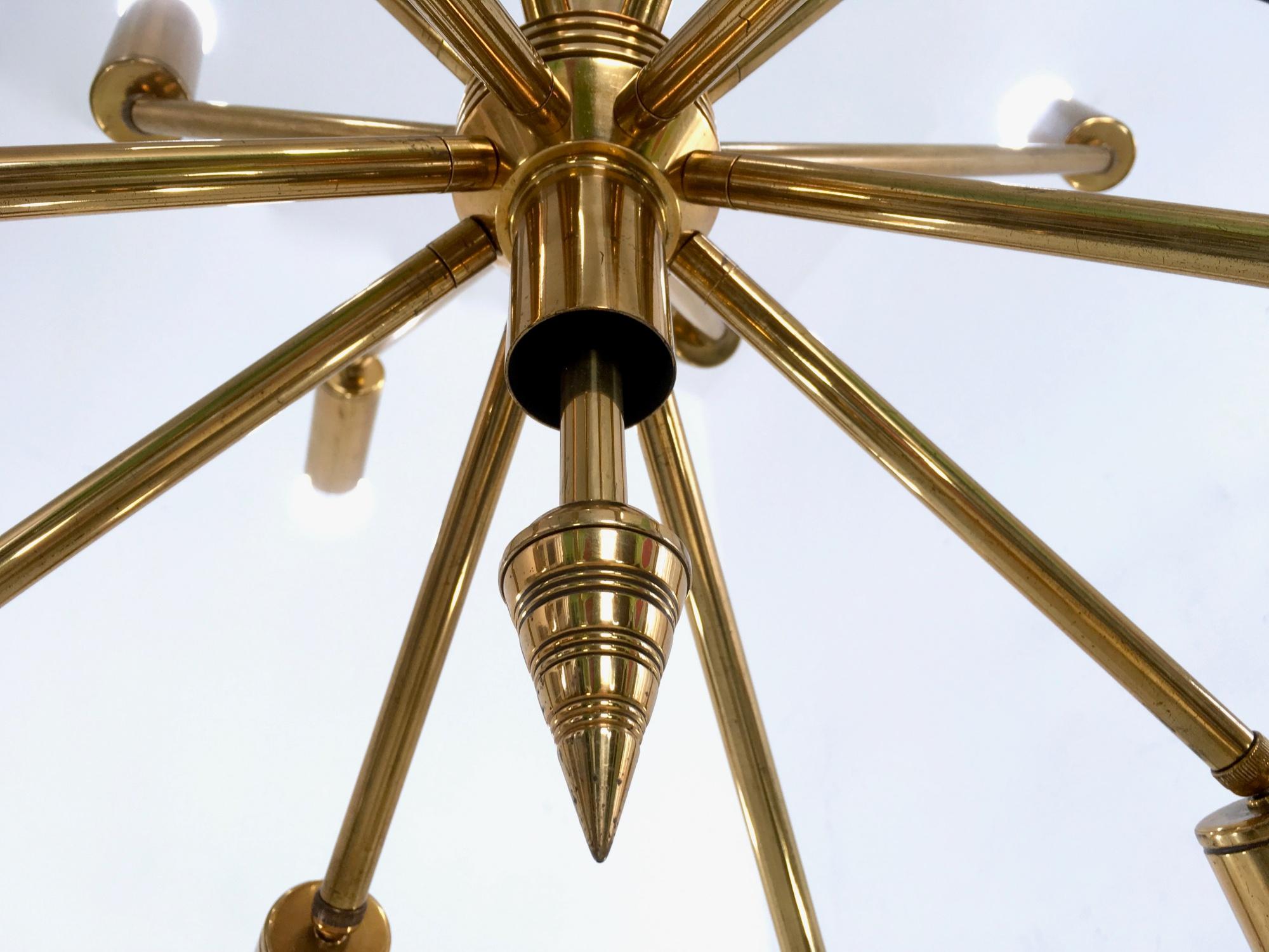 Stunning Chandelier with 16 Adjustable Brass Arms, Italy, 1950s 6