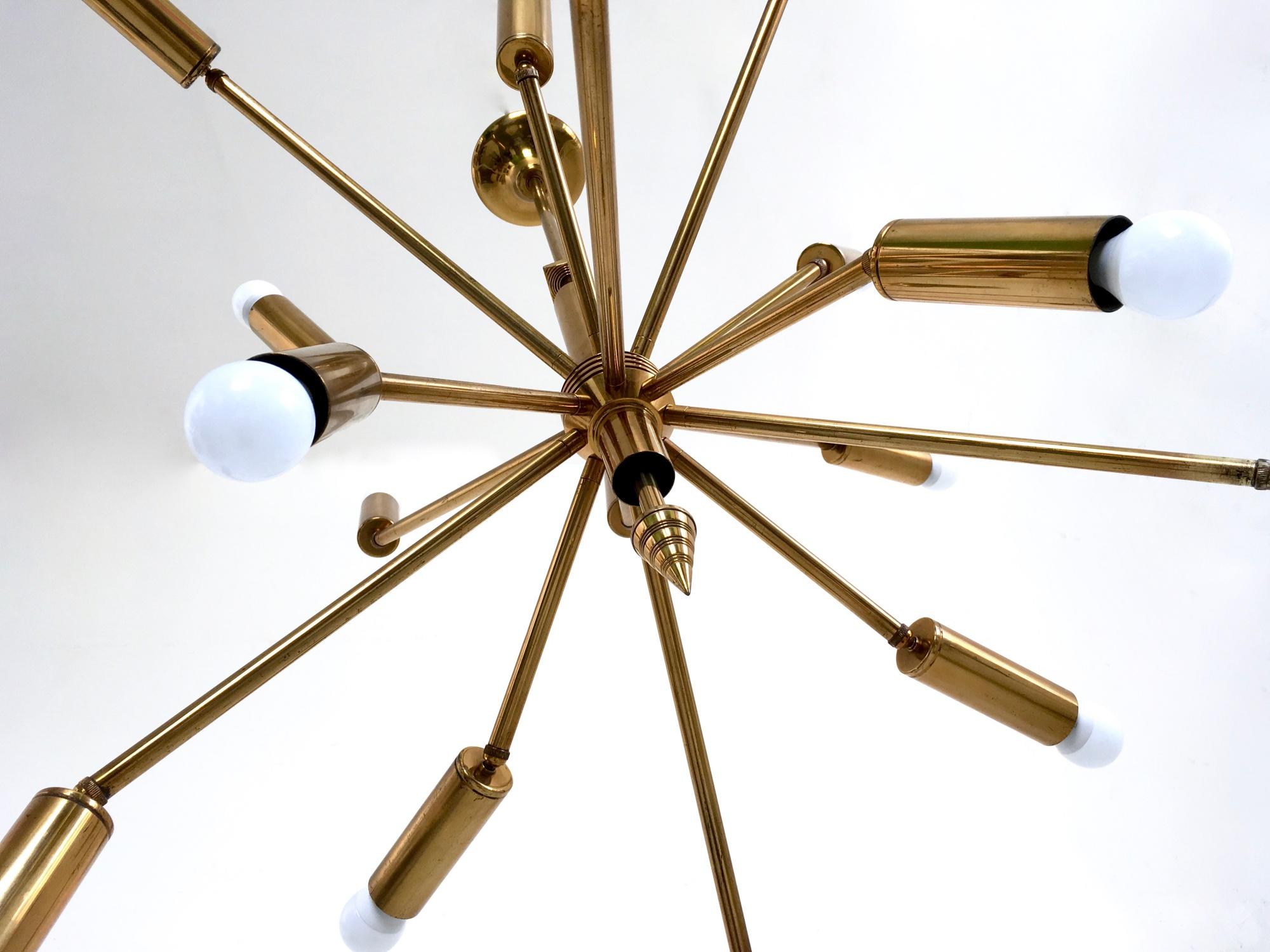 Stunning Chandelier with 16 Adjustable Brass Arms, Italy, 1950s 2