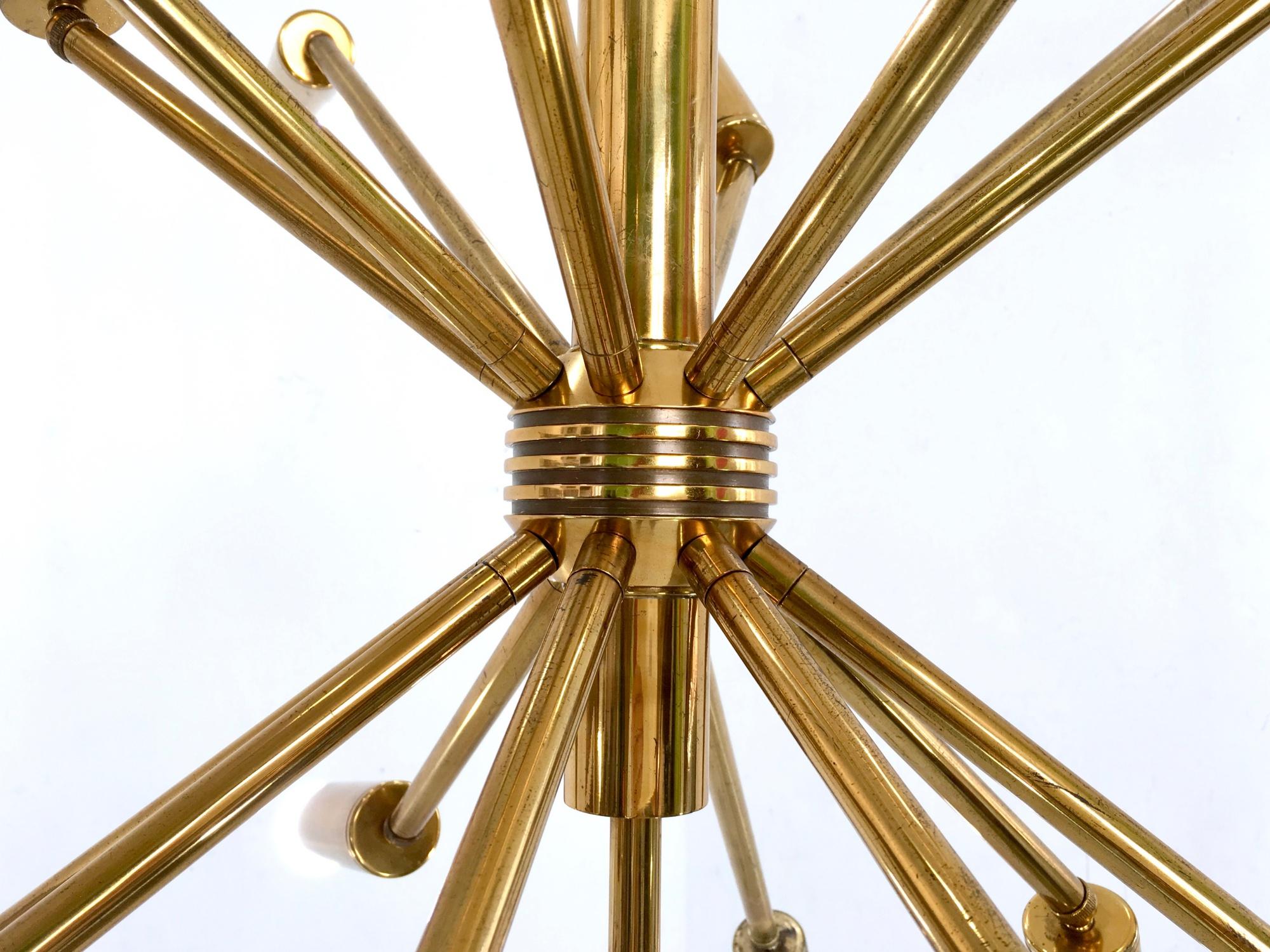 Stunning Chandelier with 16 Adjustable Brass Arms, Italy, 1950s 4