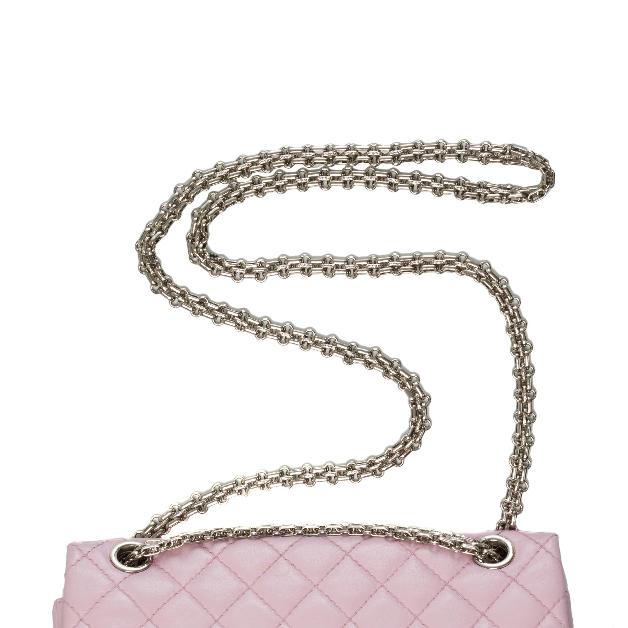 Women's Stunning Chanel 2.55 shoulder bag in pink quilted leather with silver hardware