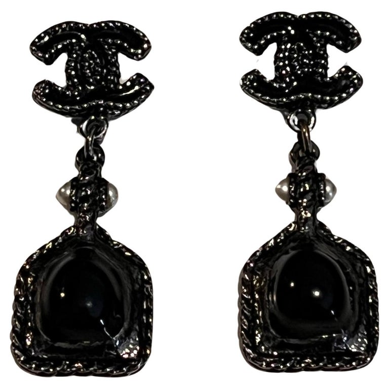 Chanel Black Earrings - 226 For Sale on 1stDibs  chanel black resin  earrings, black chanel stud earrings, chanel black heart earrings