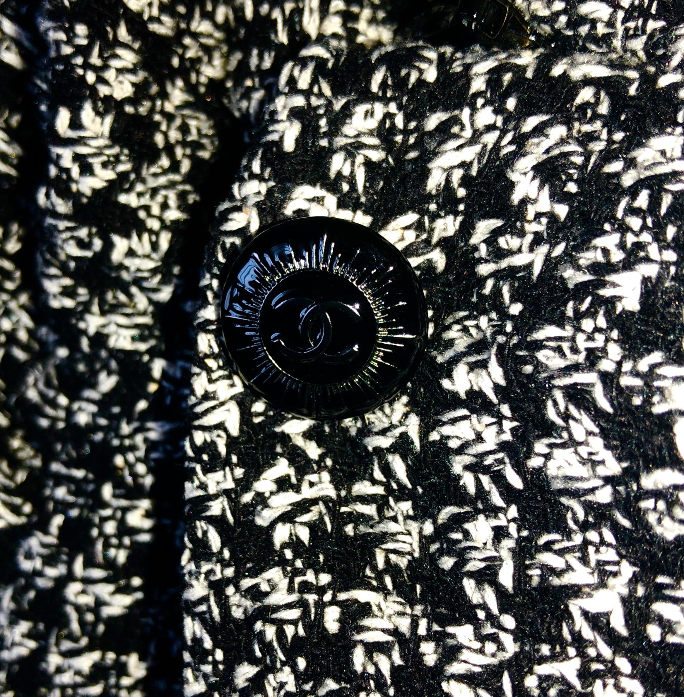 Black UNWORN Chanel Signature Monochrome Braided Tweed Dress 