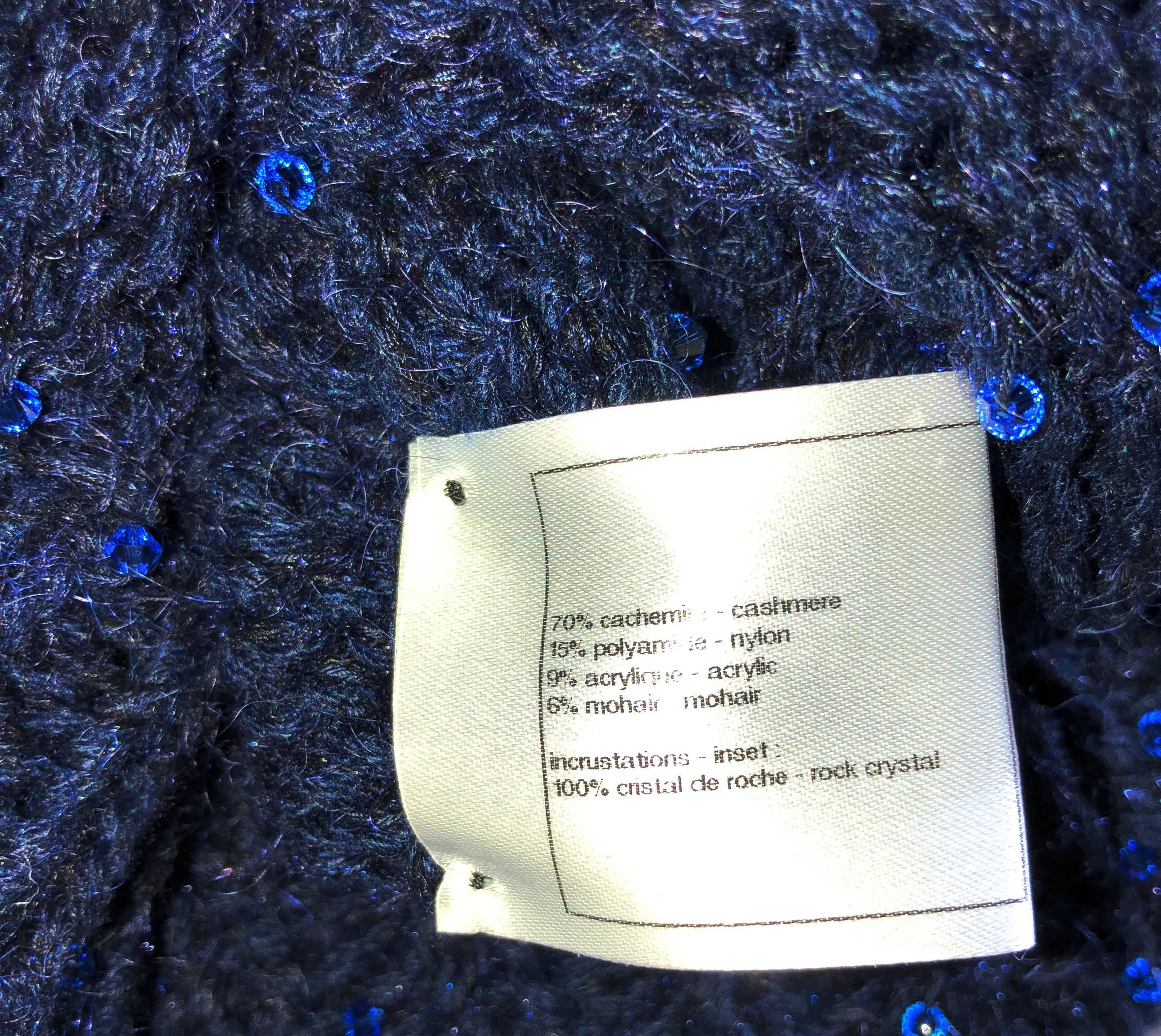 Black CHANEL Unworn Cashmere Rock Crystal Turtleneck Knit Sweater Jumper 34 For Sale