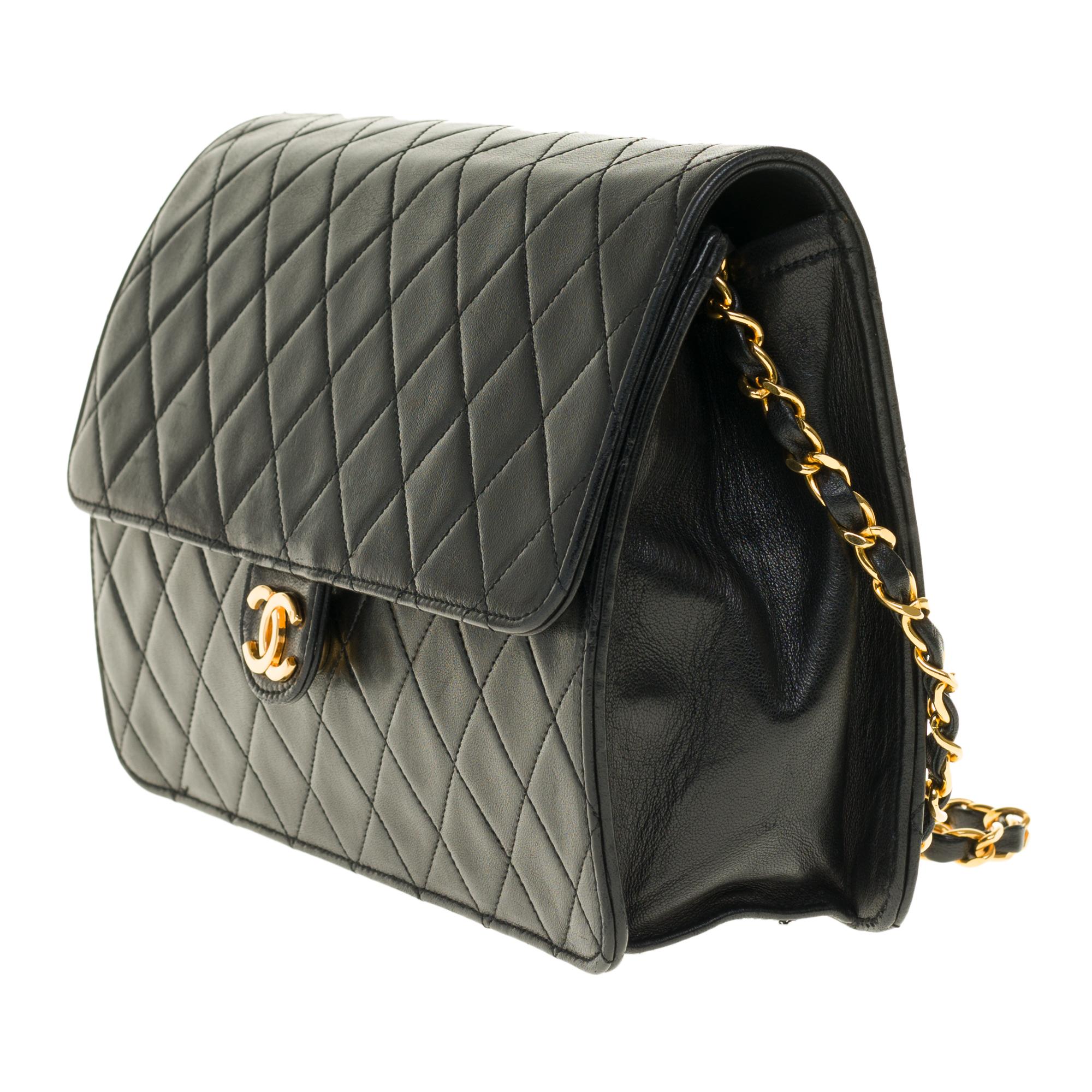 Black Stunning Chanel Classic shoulder bag in black quilted lambskin and gold hardware