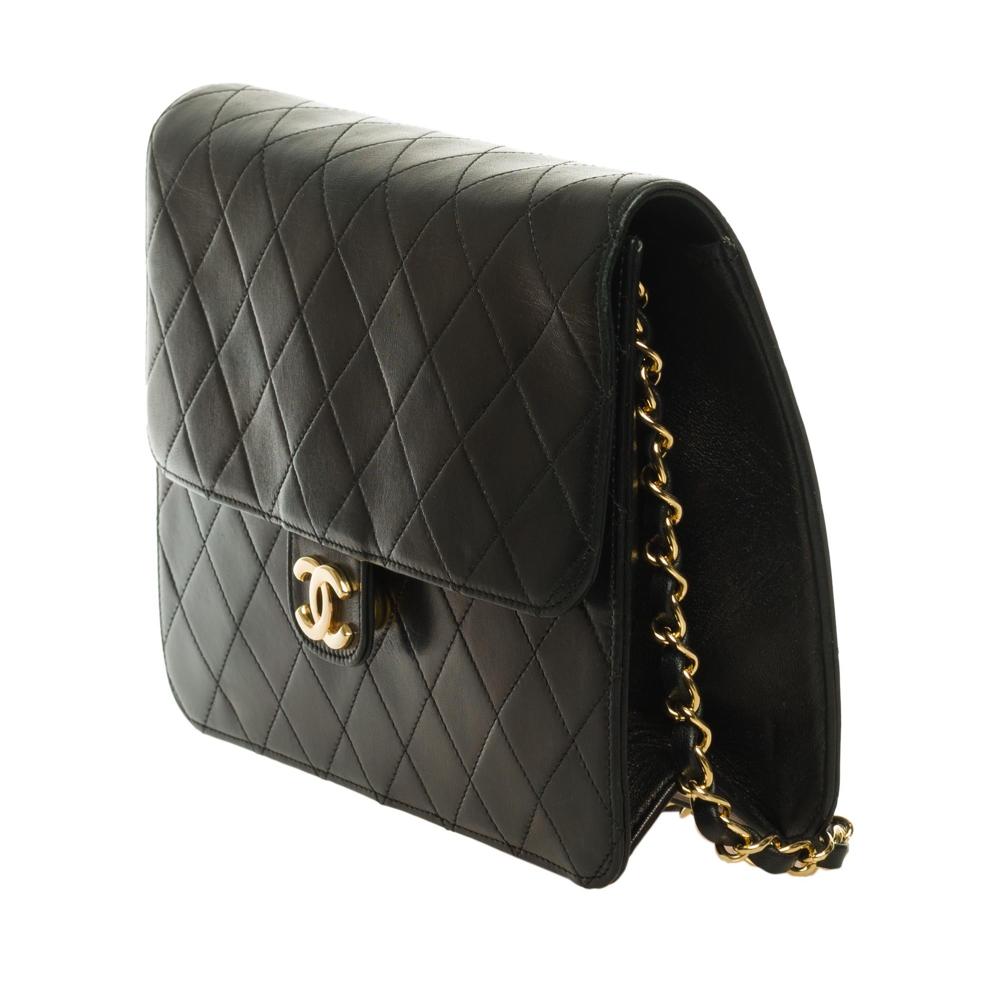 Black Stunning Chanel Classic shoulder bag in black quilted lambskin and gold hardware