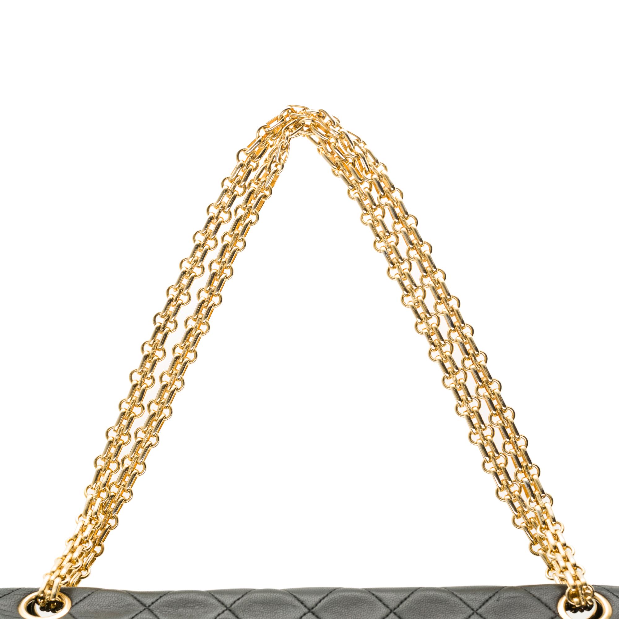 Stunning Chanel Classic shoulder bag in black quilted lambskin and gold hardware 2