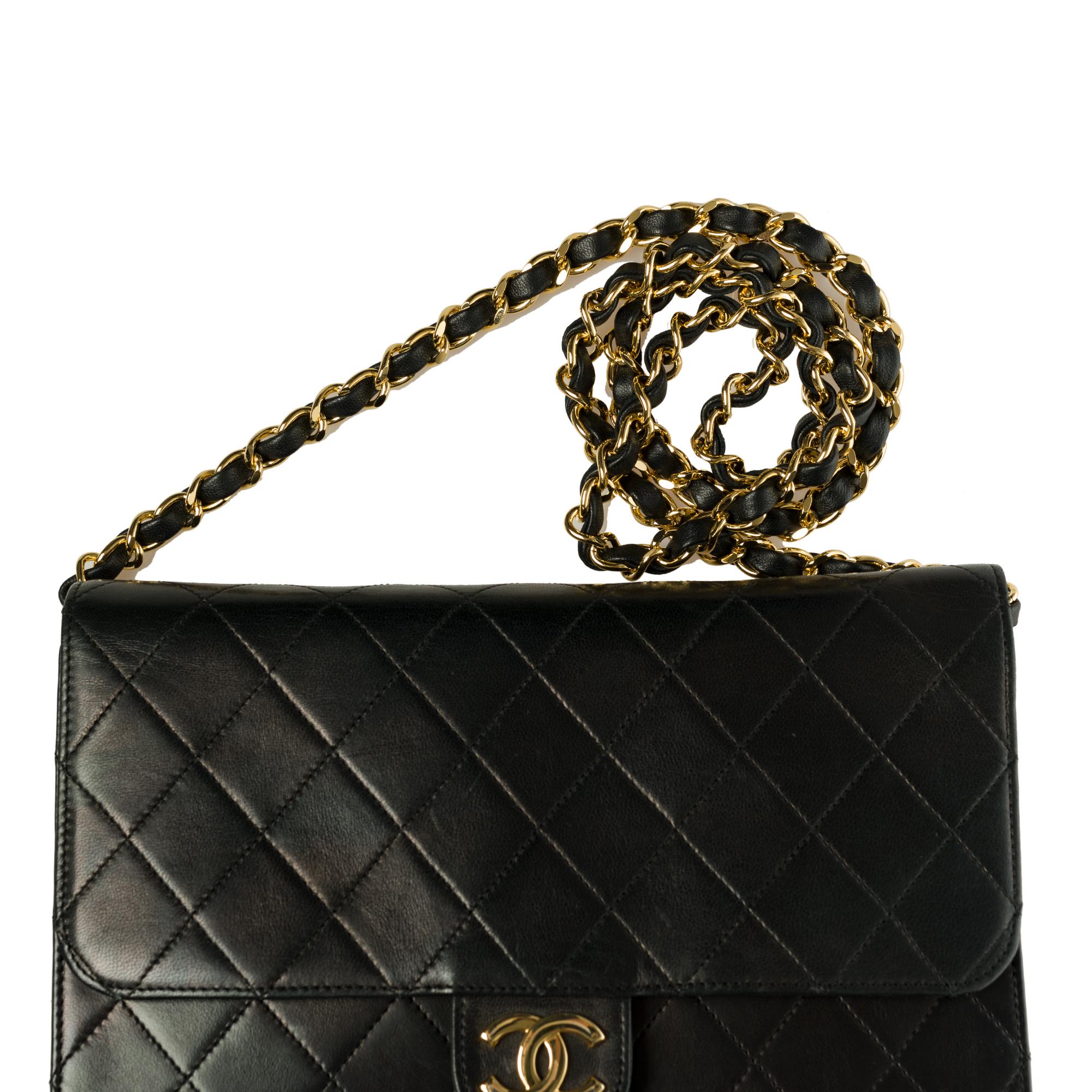 Stunning Chanel Classic shoulder bag in black quilted lambskin and gold hardware 2