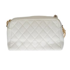 Stunning Chanel Classic shoulder bag in white caviar quilted leather, GHW