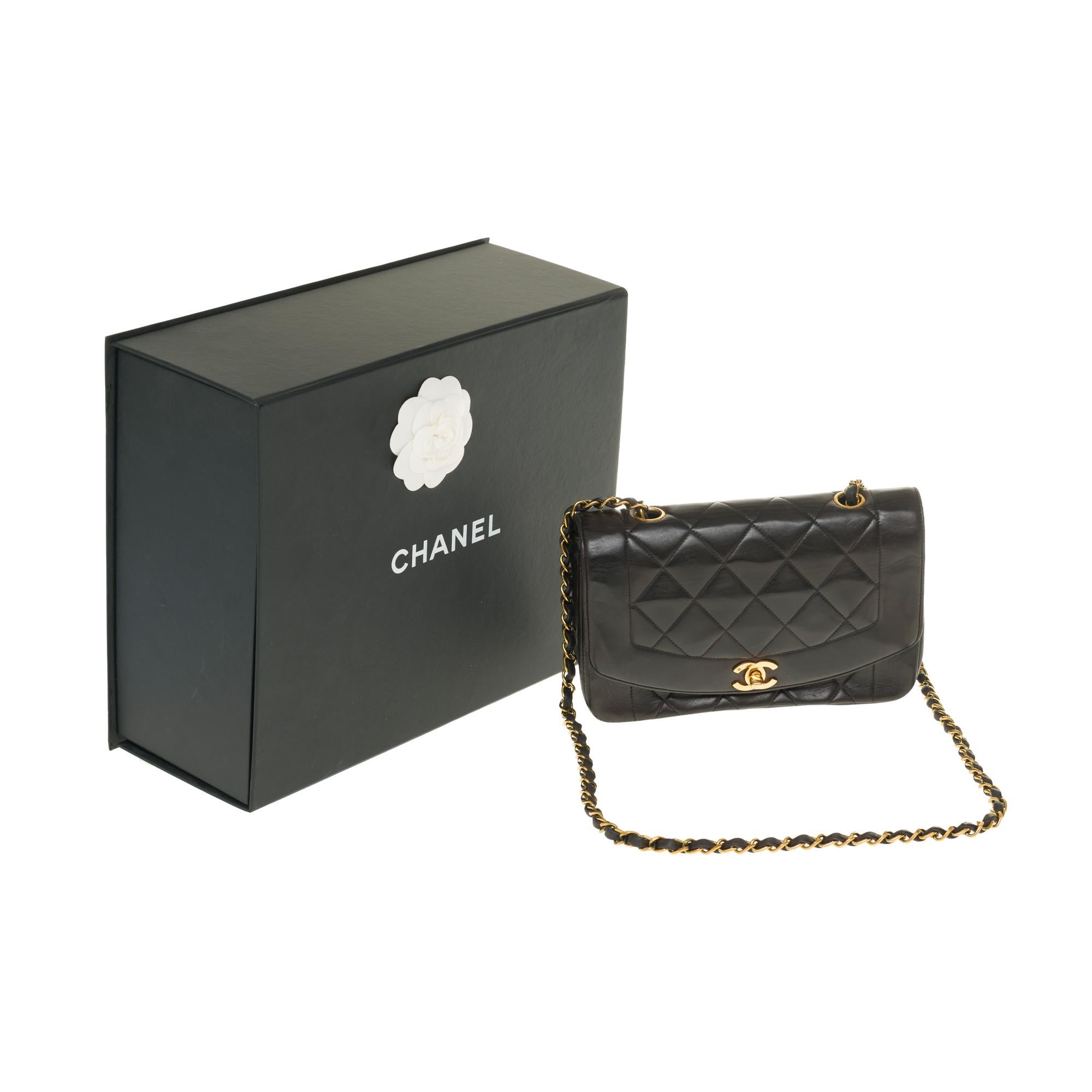 Stunning Chanel Diana Shoulder bag in black quilted lambskin with gold hardware 6