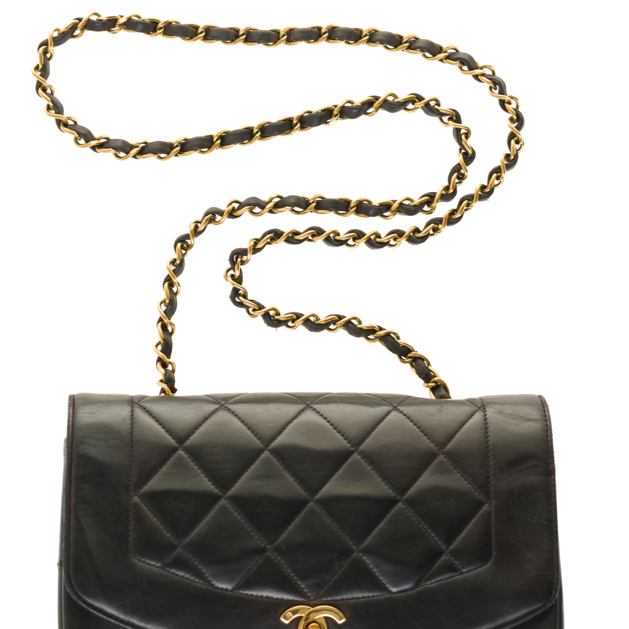 Stunning Chanel Diana Shoulder bag in black quilted lambskin with gold hardware 3