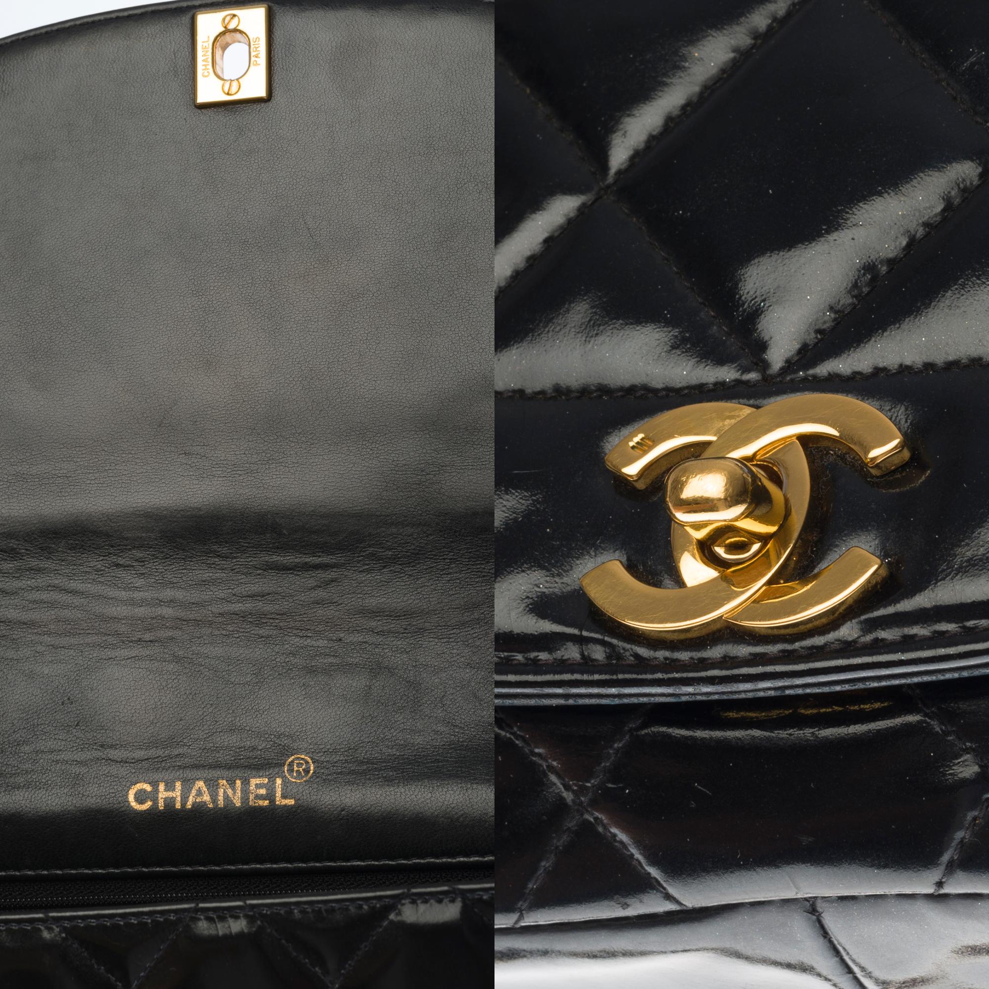 Stunning Chanel Diana Shoulder bag in black quilted patent leather and GHW 1