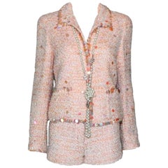 Vintage Stunning Chanel Fantasy Tweed Sequins Hot Pants Shorts Suit with CC Logo Buttons
