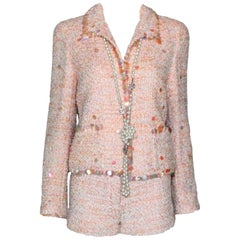 Stunning Chanel Fantasy Tweed Sequins Hot Pants Shorts Suit with CC Logo Buttons