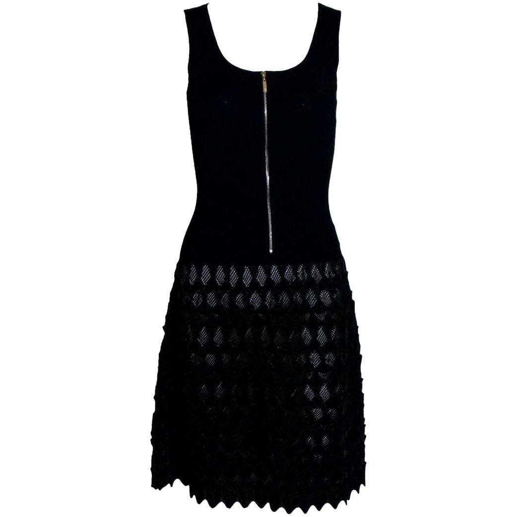 UNWORN Chanel "Little Black Dress" Knit Dress with Zipper Detail 38 For Sale