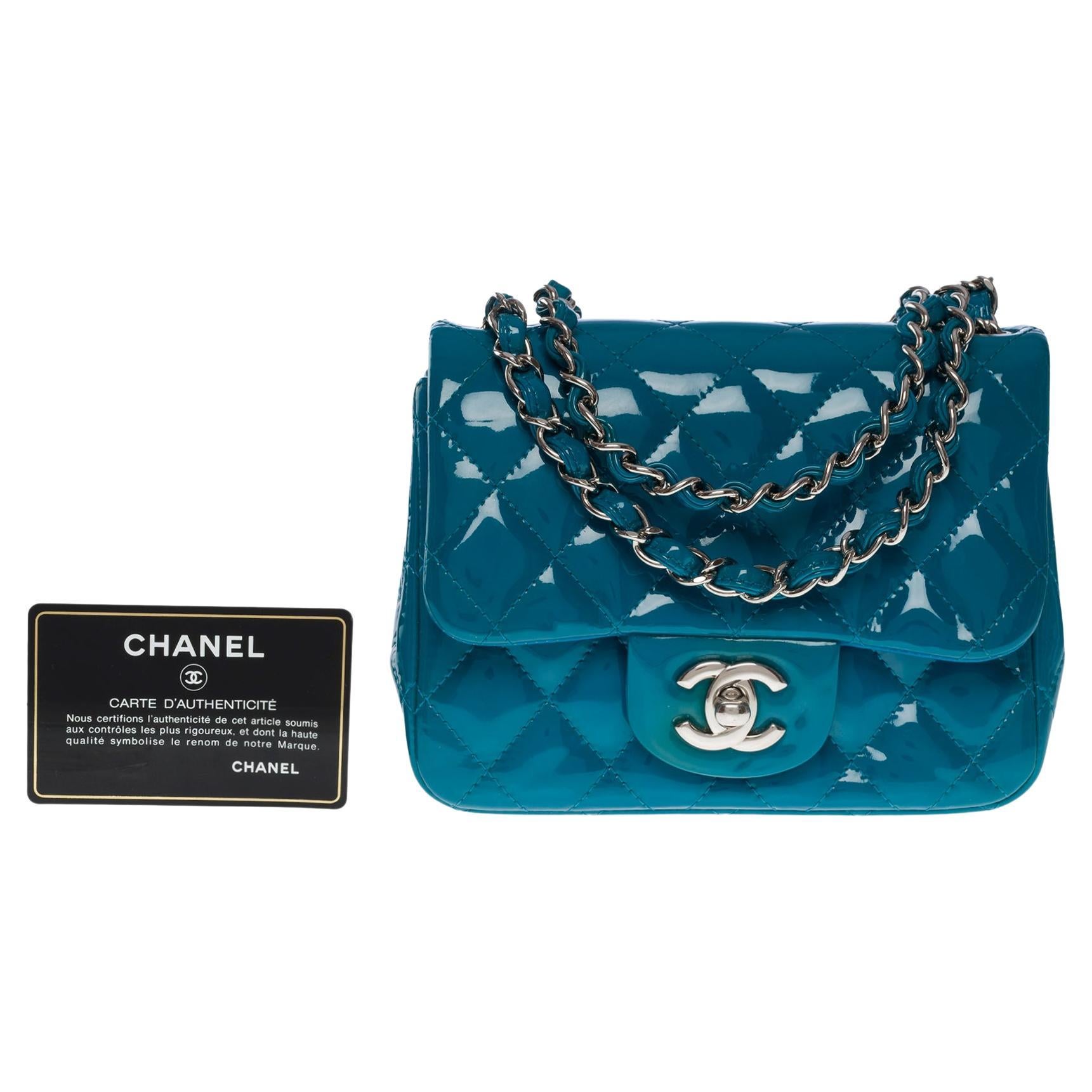 Chanel Navy Blue Quilted Patent Leather Maxi Single Flap Bag with