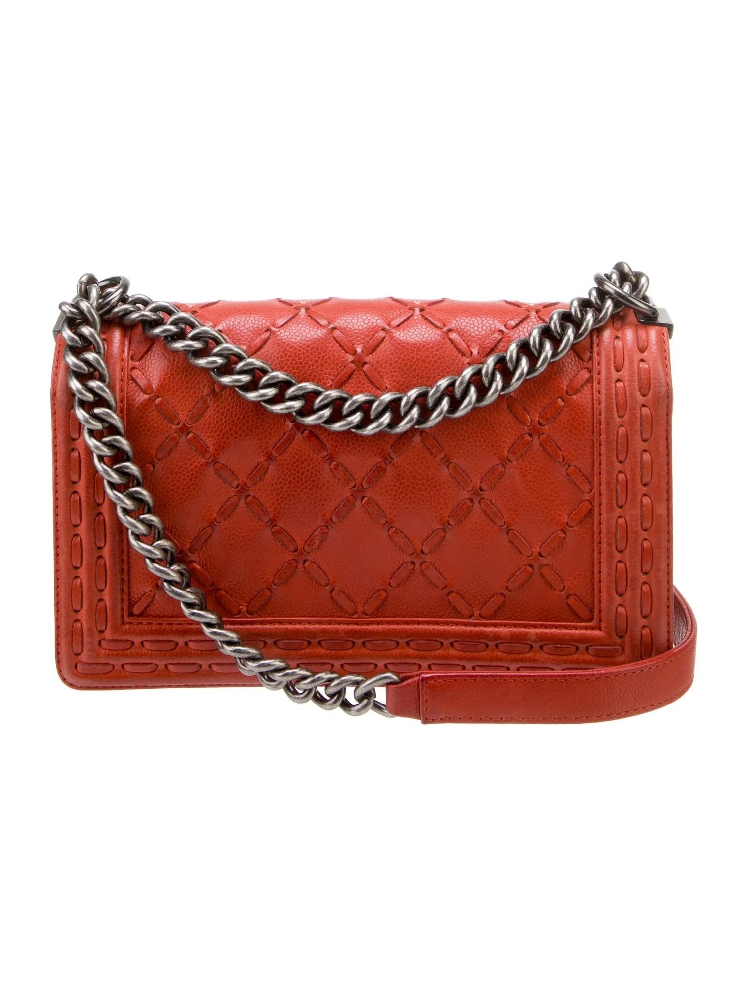 Red Stunning CHANEL Pre-Fall PARIS to DALLAS 2014 Small Whipstitch Boy Bag