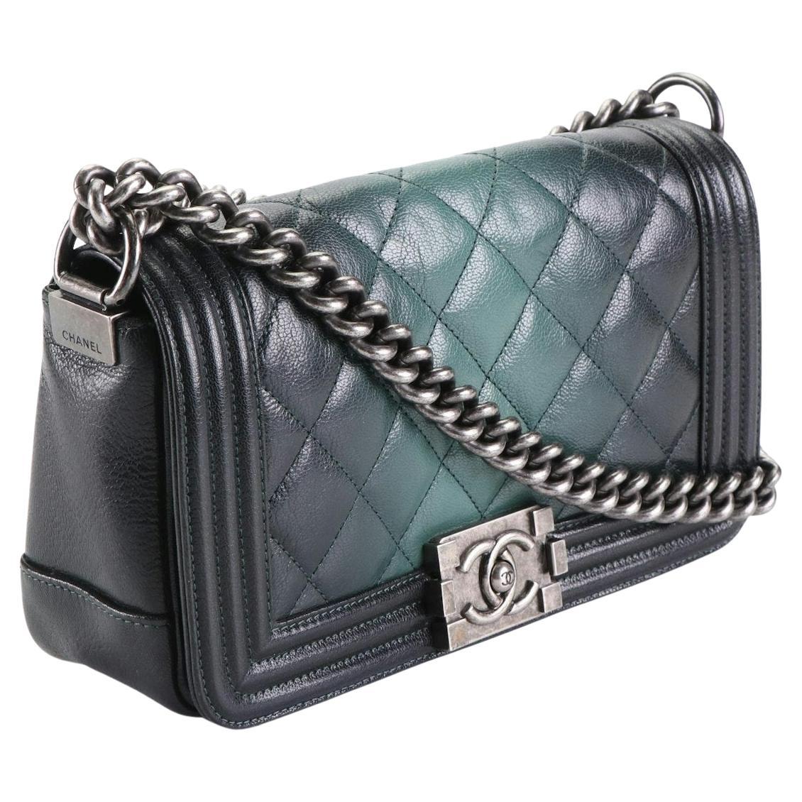 Beige Stunning CHANEL Quilted Leather Medium Chain Boy Bag Purse For Sale